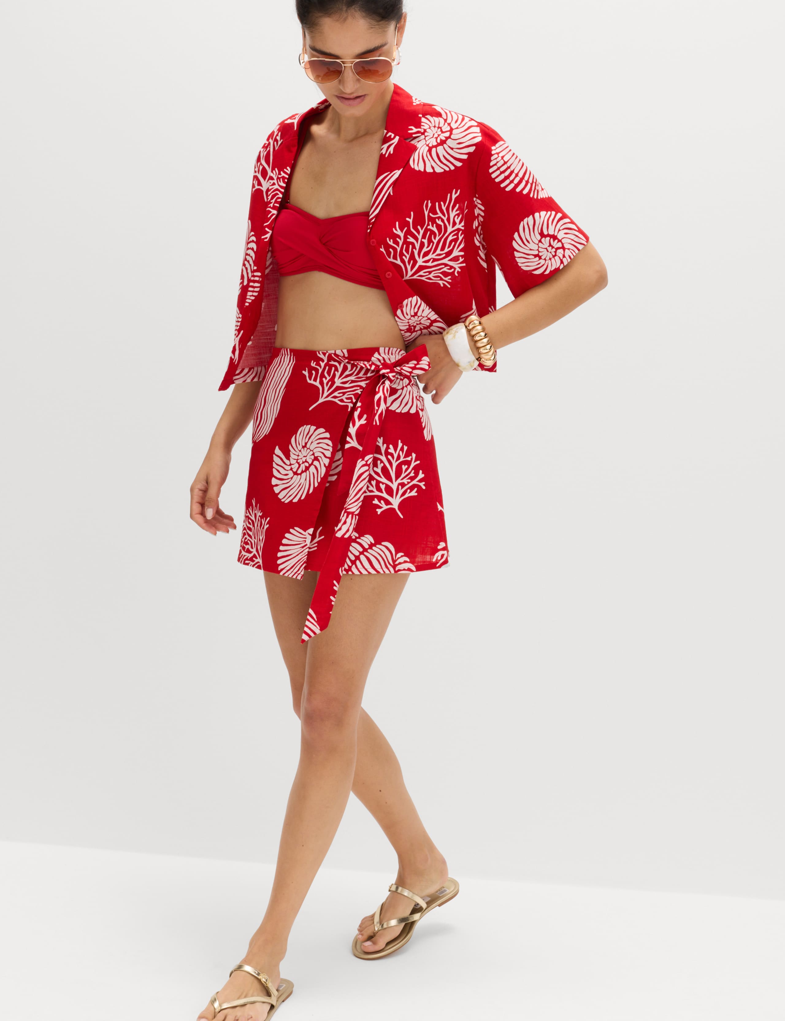 Printed Shirt & Skirt Set
