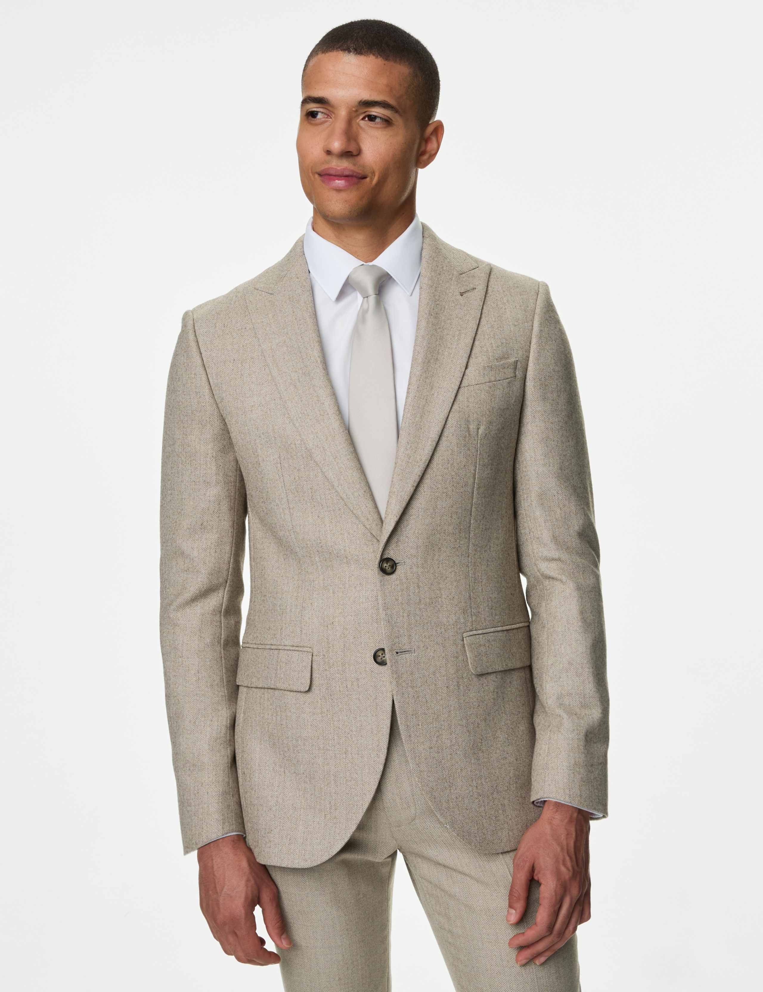Slim Fit Wool Blend Herringbone Suit 1 of 5