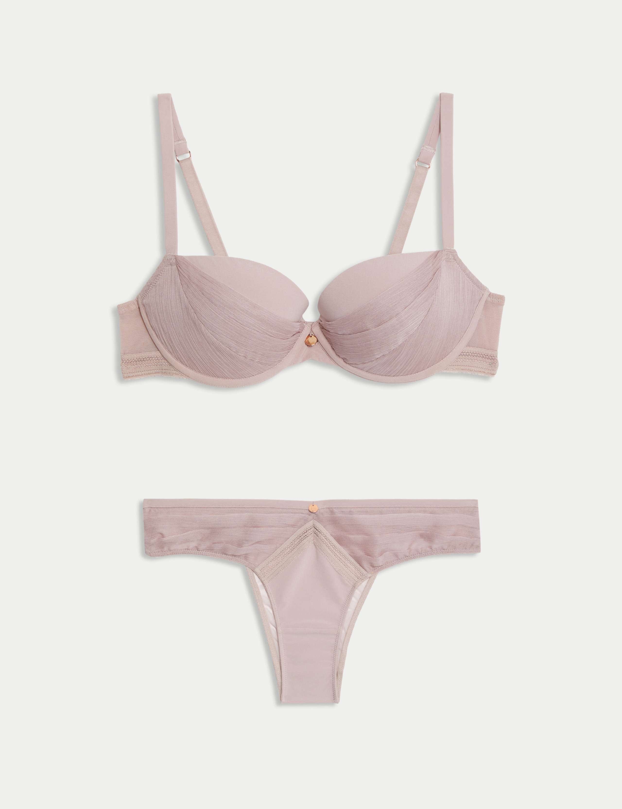 Lotus Chiffon Wired Push-Up Balcony Bra Set A-E 1 of 6
