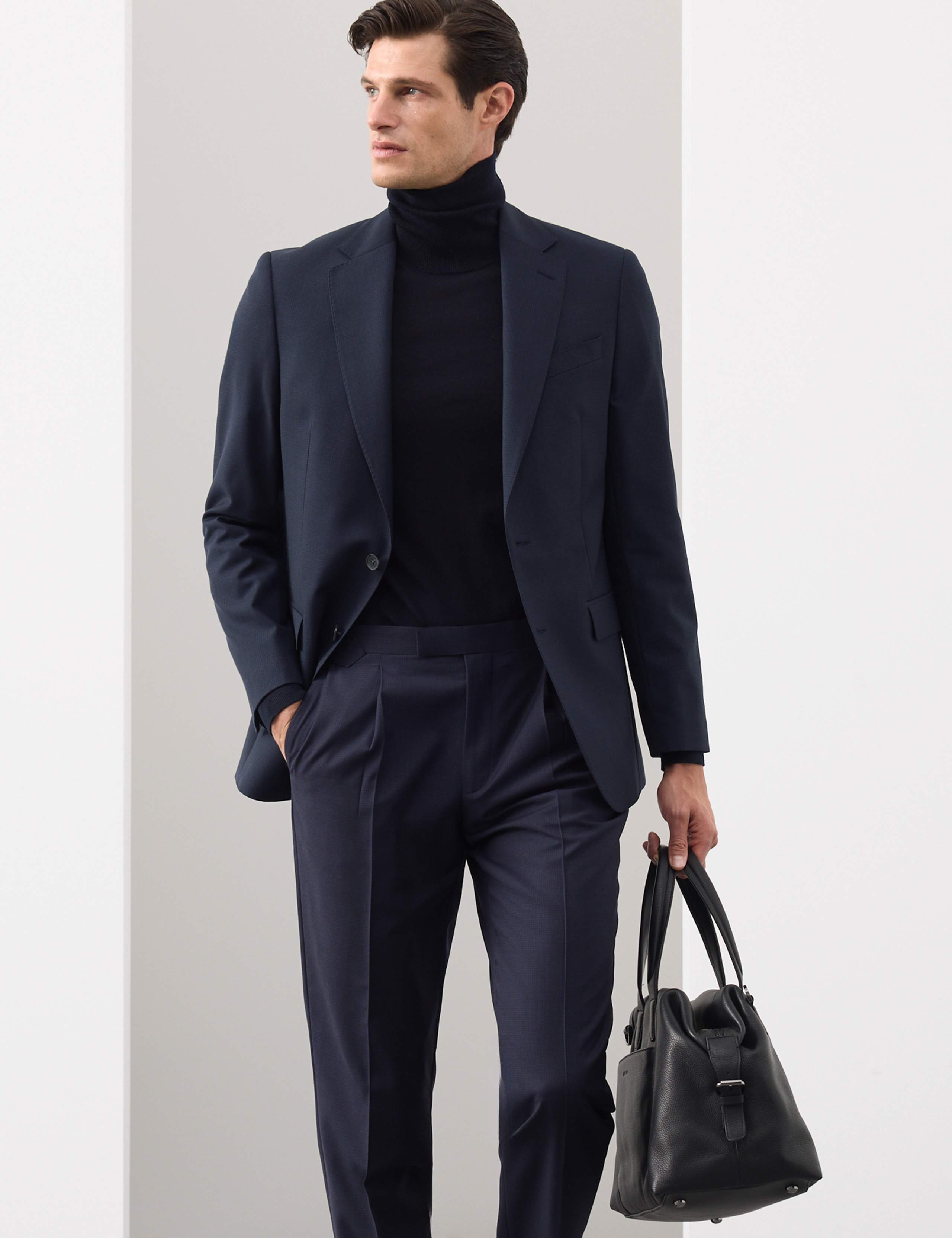 Tailored Fit Pure Wool Check Suit