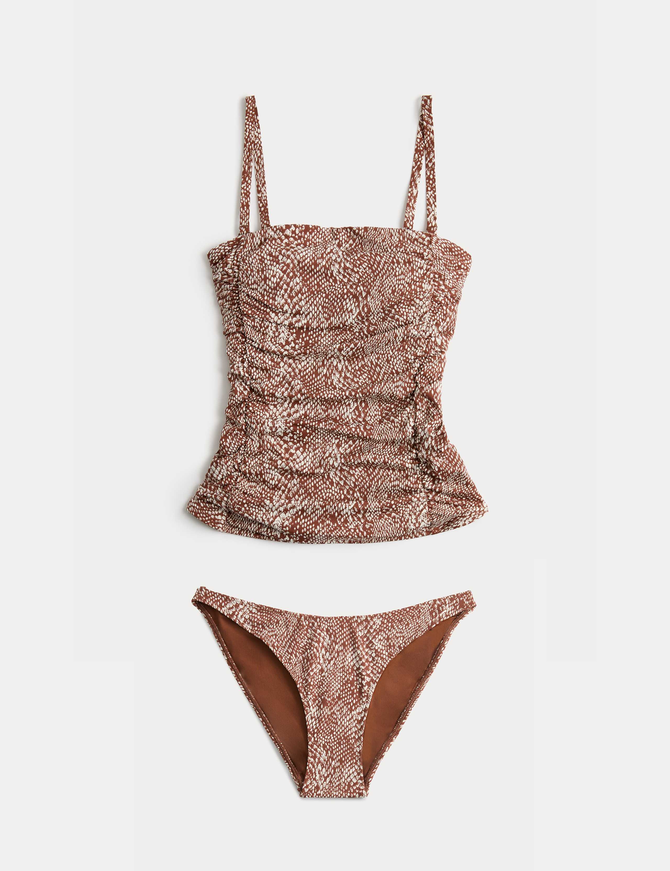 Tummy Control Printed Ruched Tankini Set 1 of 6
