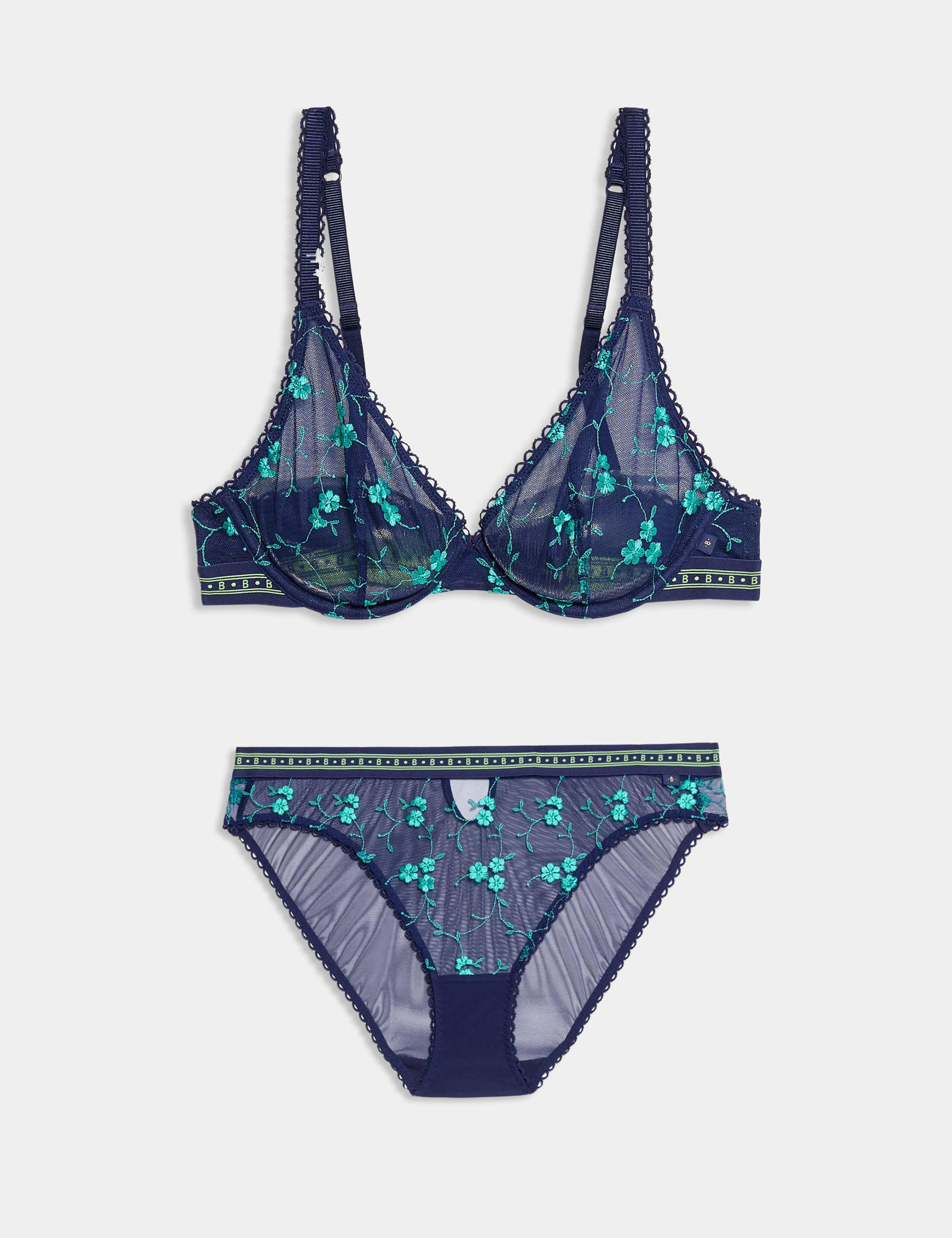 Karina Embroidery Wired Plunge Bra Set A-E 1 of 6