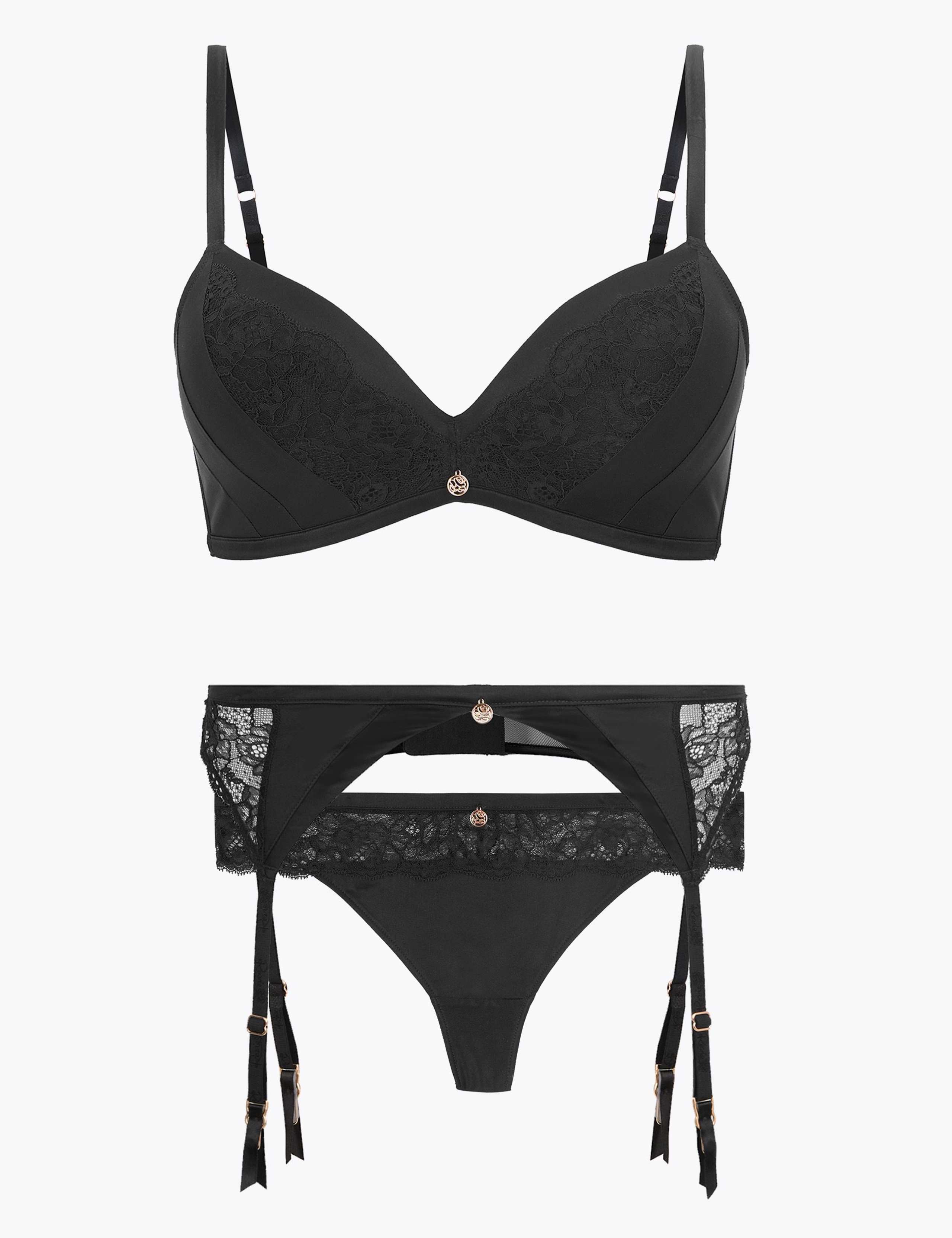 Silk & Lace Push Up Set with Plunge Bra 1 of 6