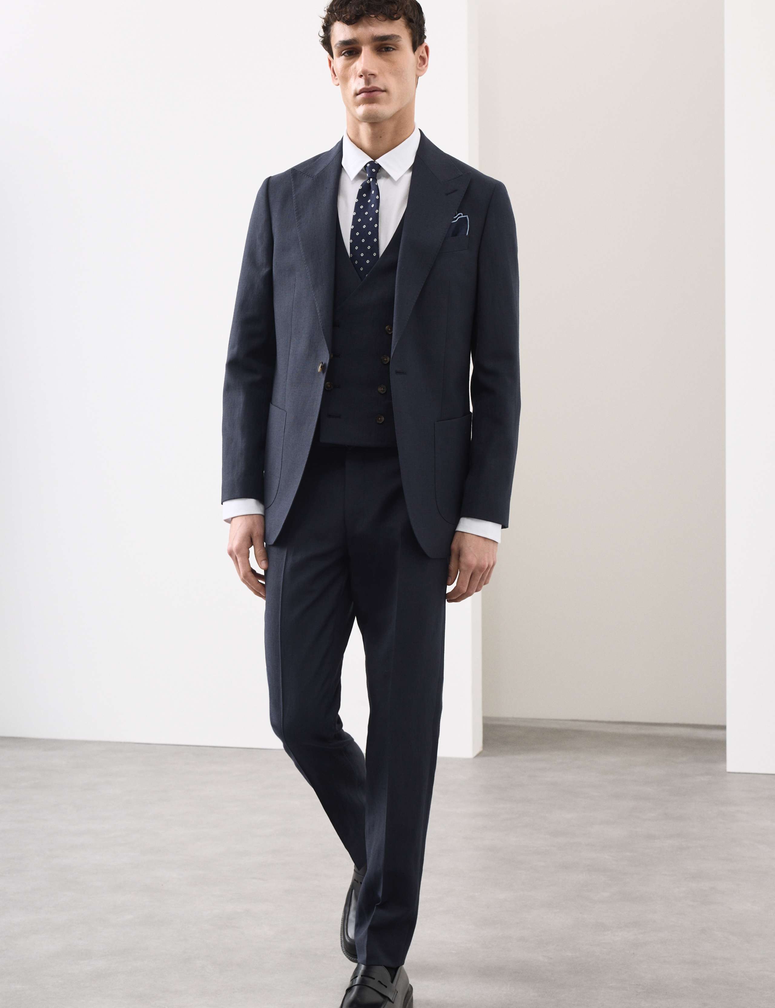 3 Piece Tailored Fit Wool Blend Textured Suit 1 of 6