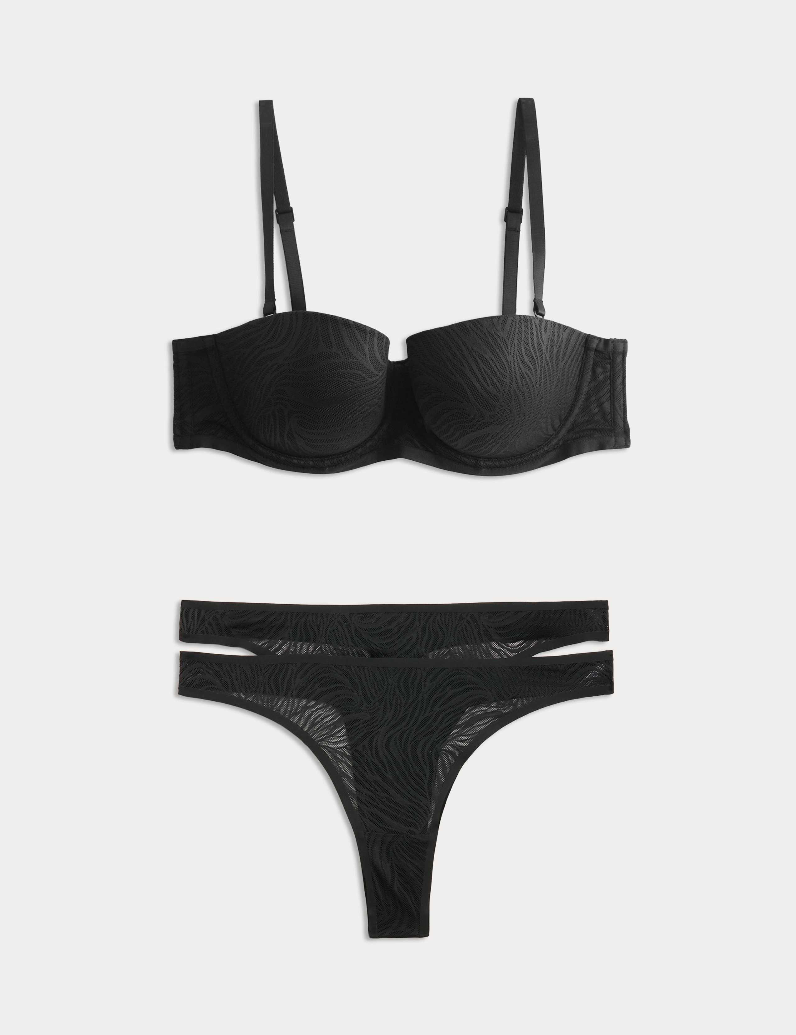 Body Lace Wired Strapless Bra Set A-E 1 of 6