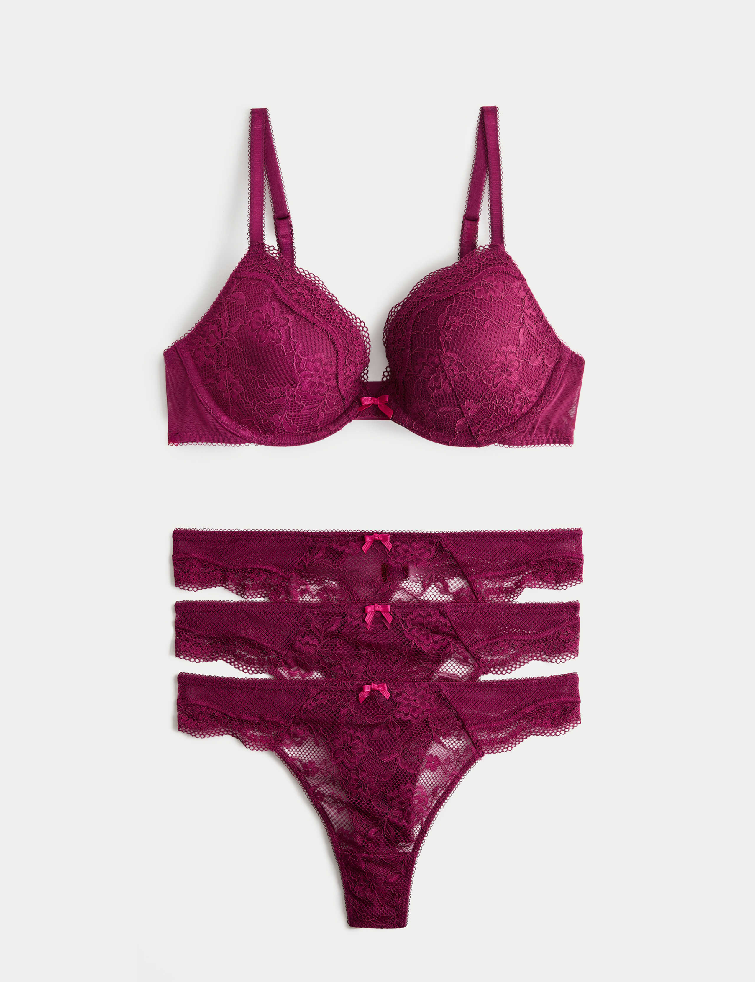 Jasmine Lace Wired Plunge Bra Set A-E 1 of 6
