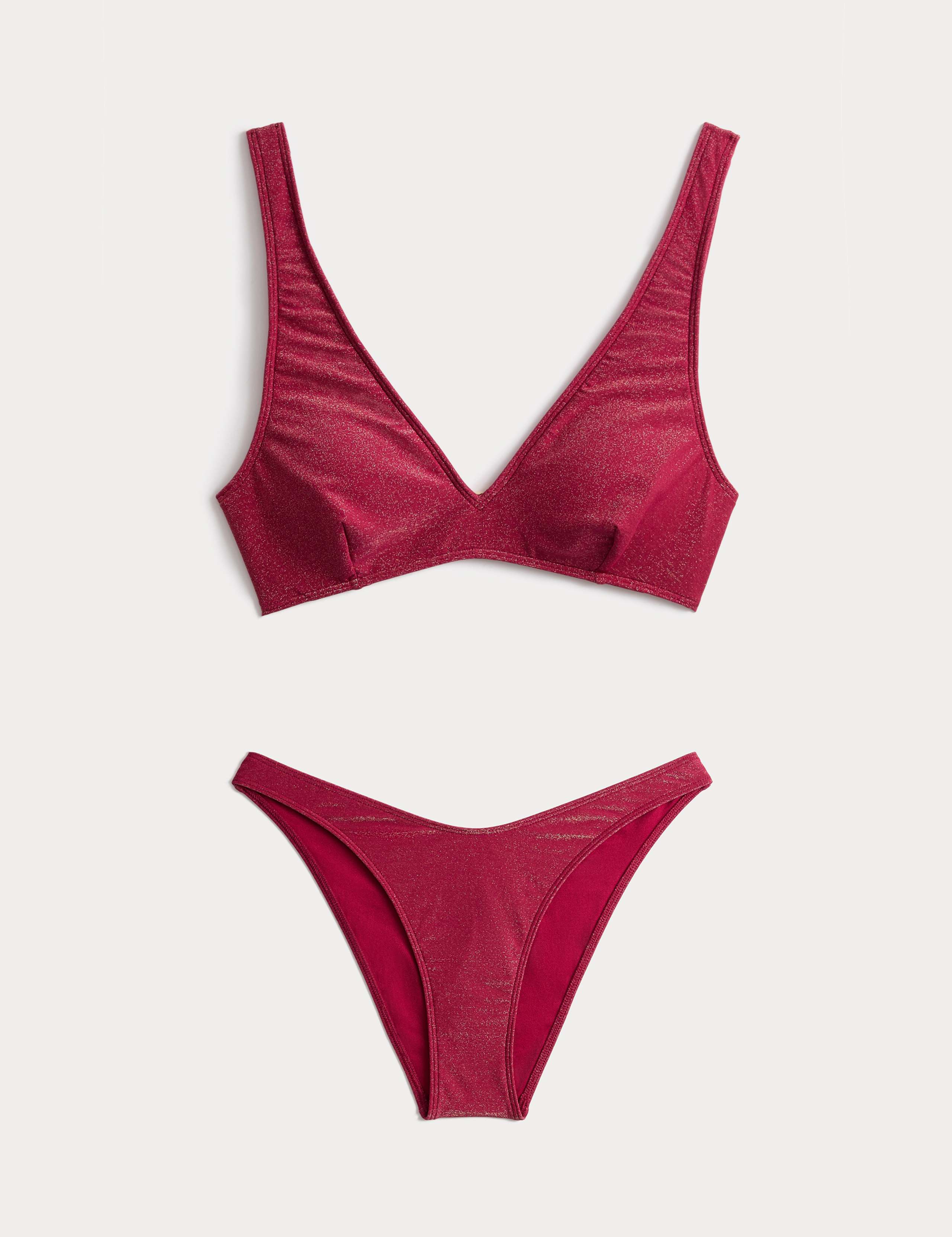 Glitter V-Neck Bikini Set 1 of 6