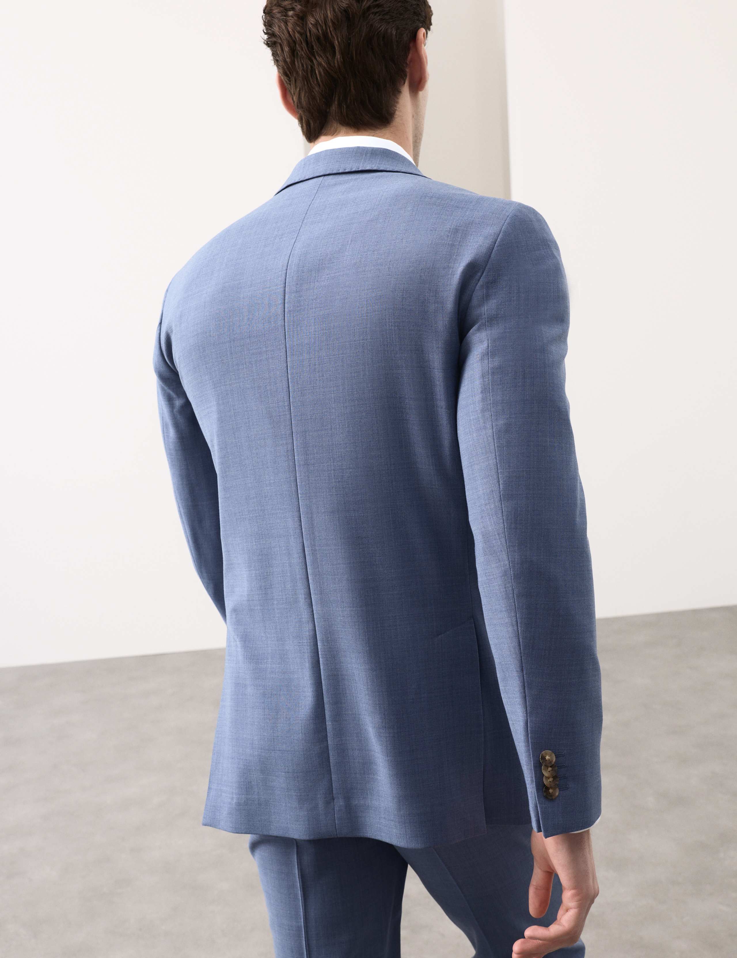 3 Piece Tailored Fit Wool Blend Hopsack Stretch Suit 5 of 6