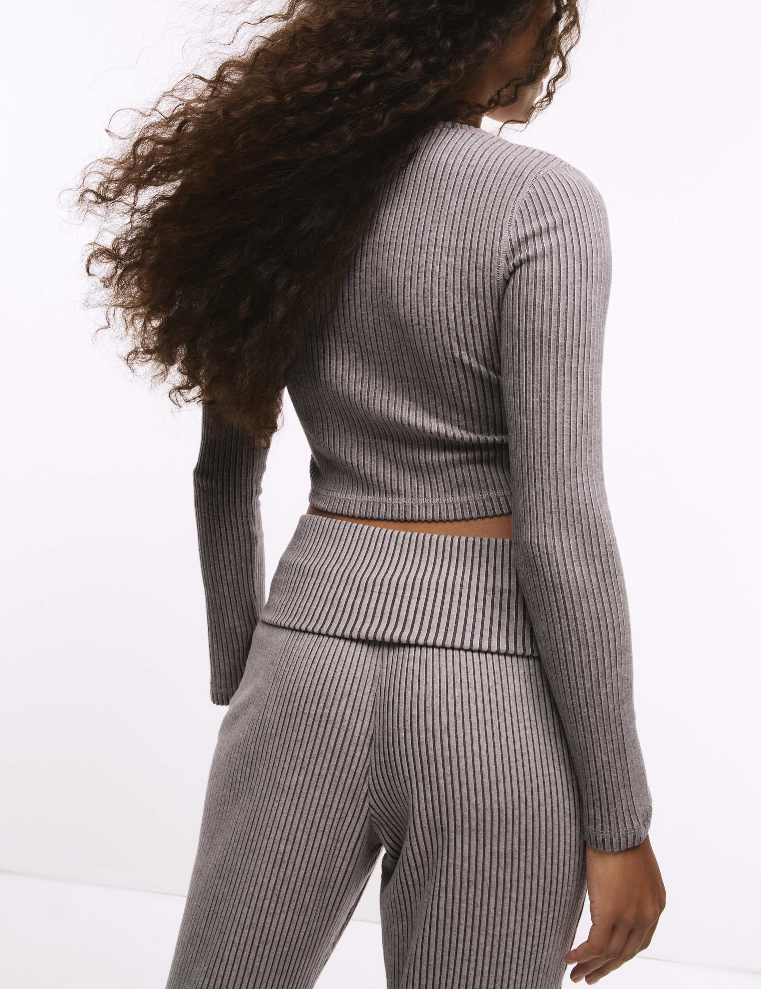 Ribbed Henley Pyjama Top Set 4 of 6