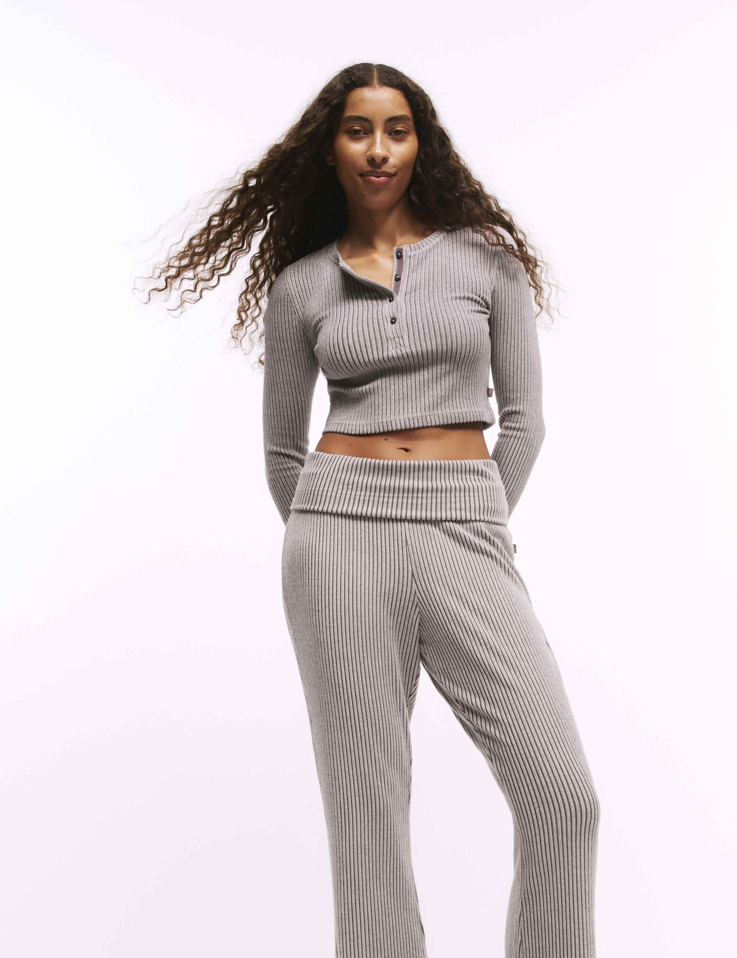 Ribbed Henley Pyjama Top Set 5 of 6