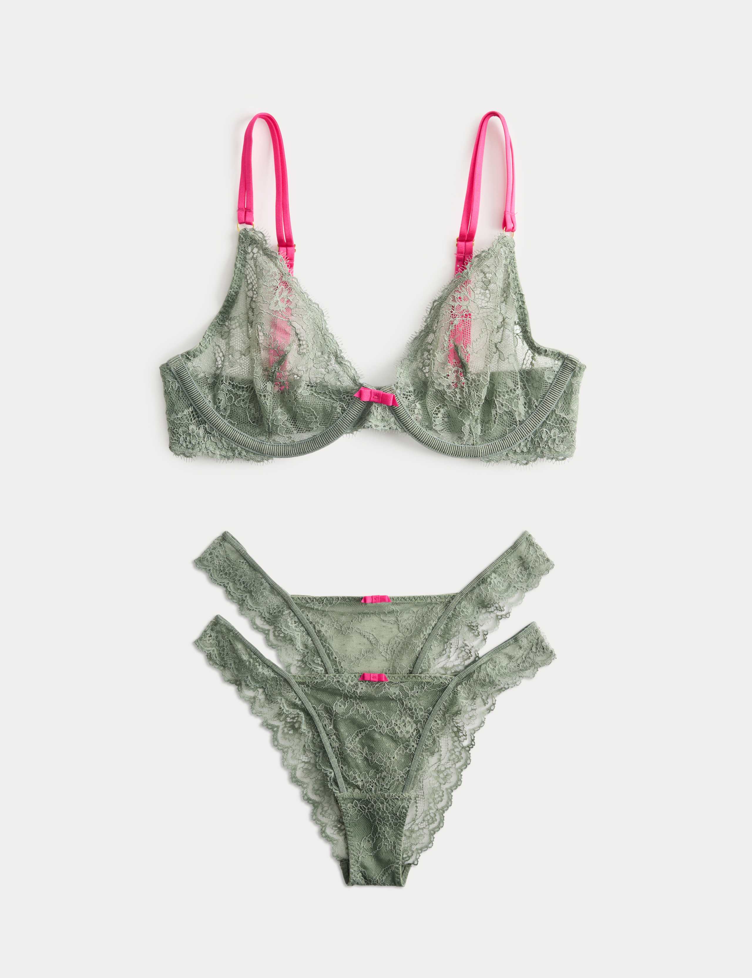 Ida Lace Wired Plunge Bra Set A-E 1 of 6
