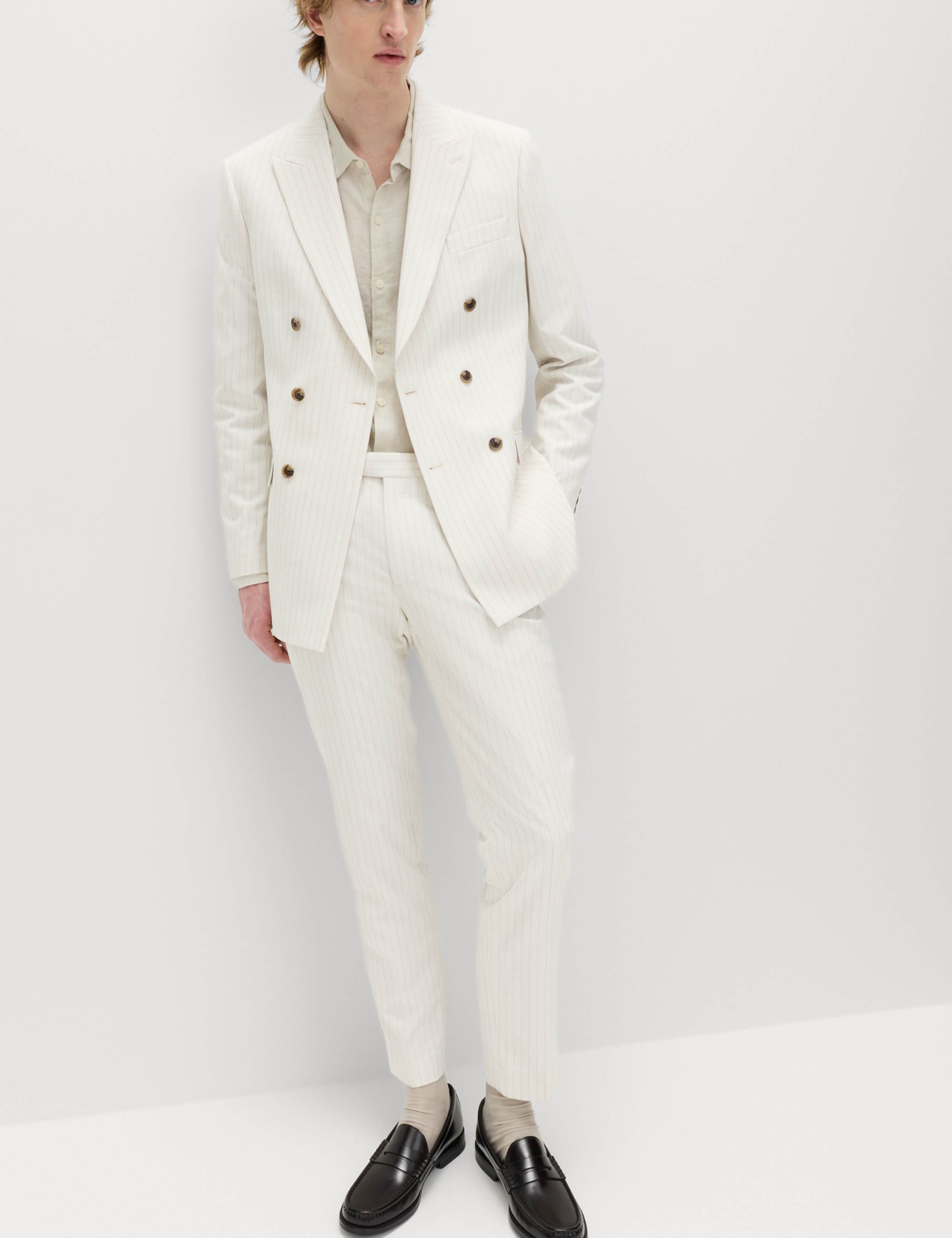 2 Piece Slim Fit Pinstripe Double Breasted Suit