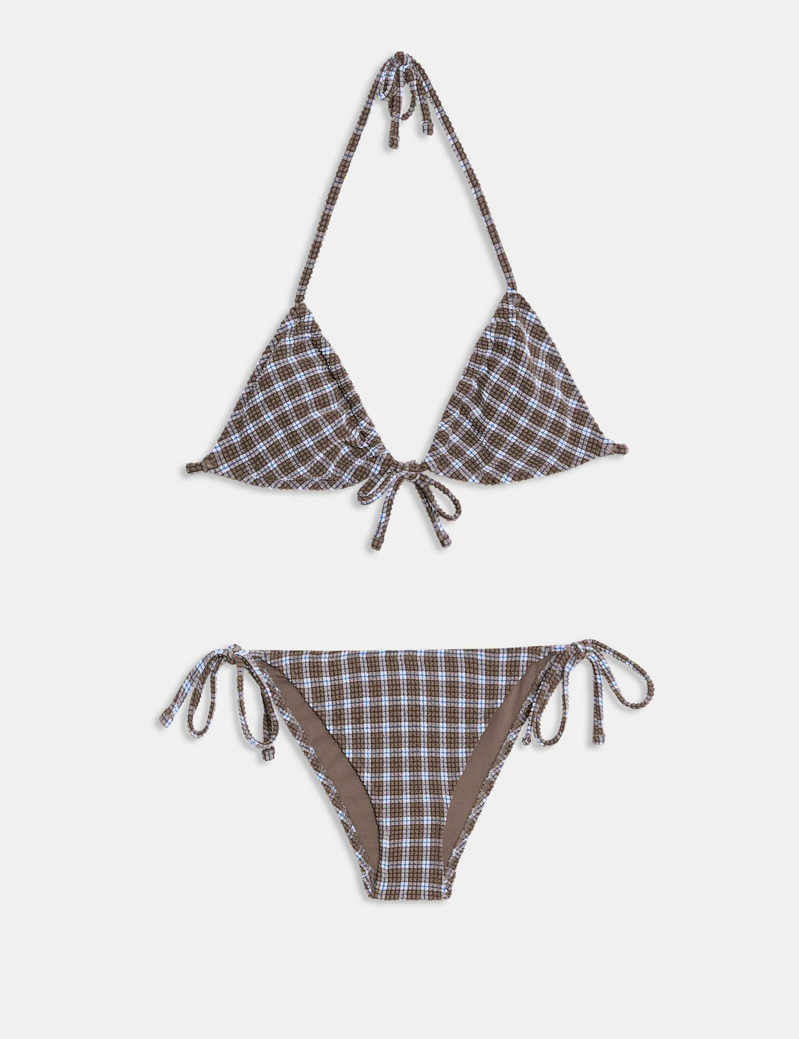 Textured Checked Triangle Bikini Set 1 of 6