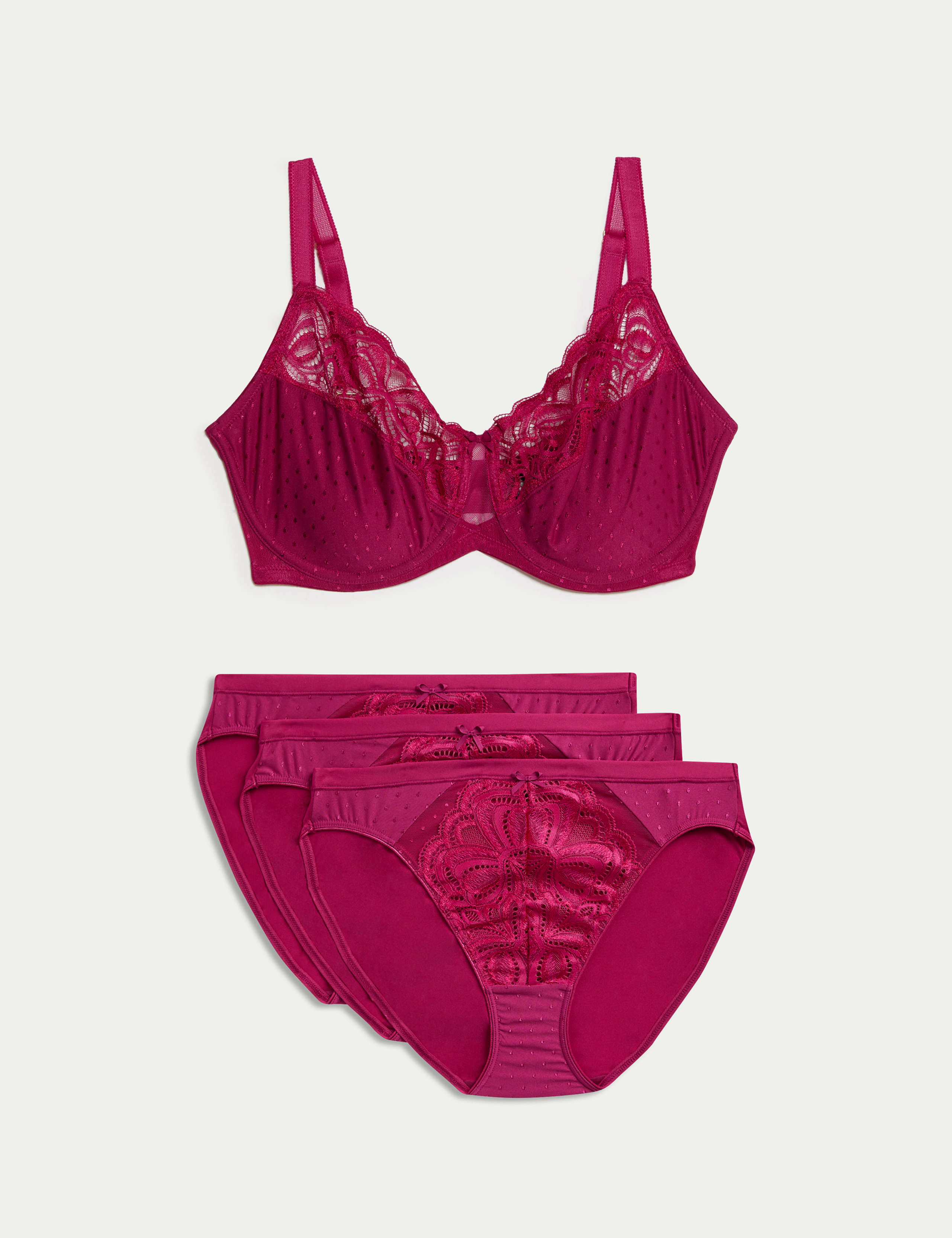 Lace Wired Minimiser Bra Set C-H 1 of 6