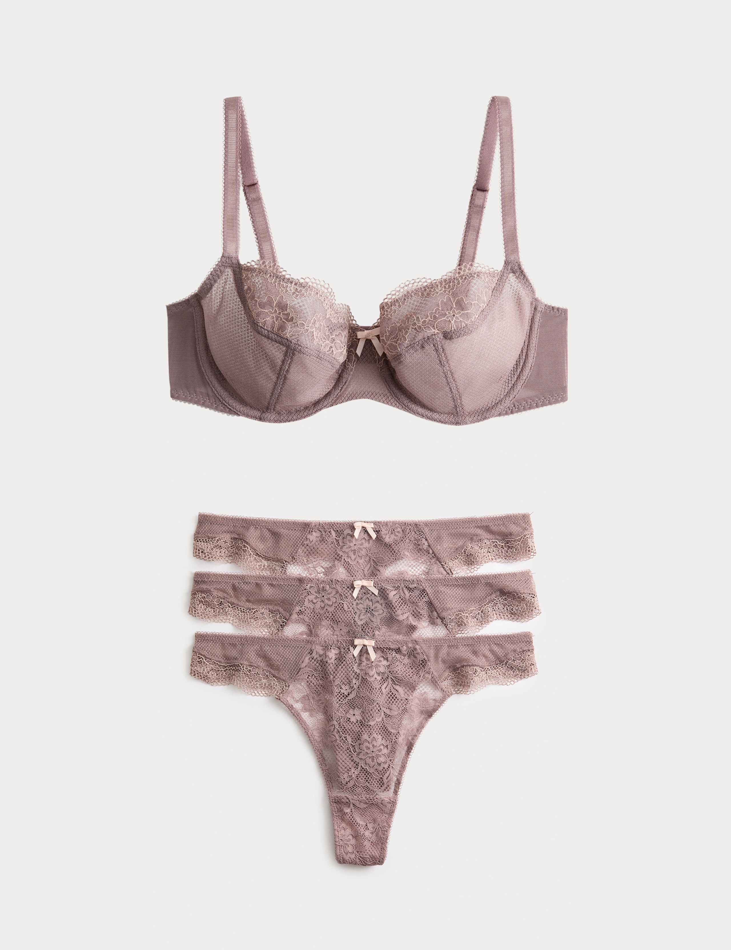 Jasmine Lace Wired Balcony Bra Set A-E 1 of 6