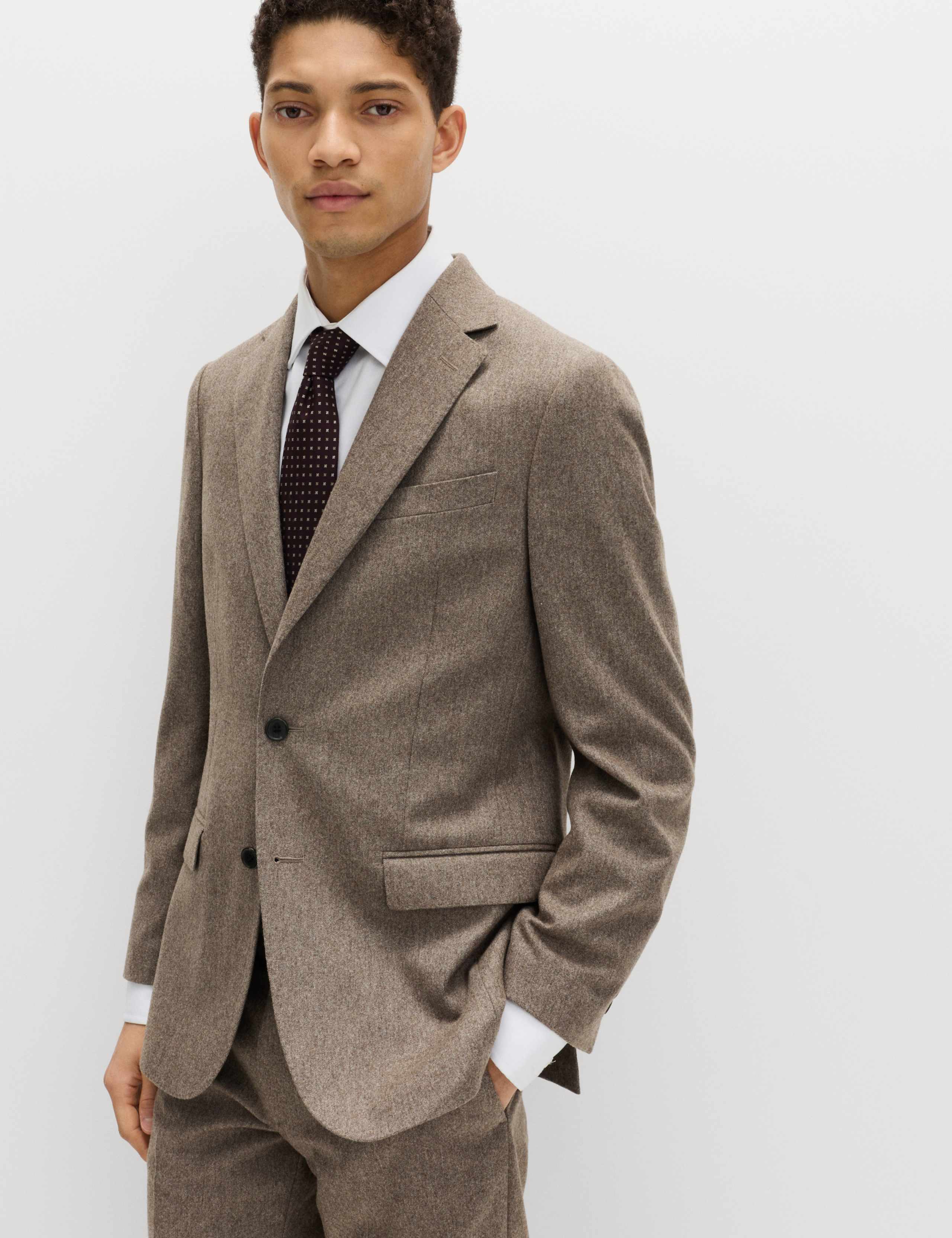 3 Piece Tailored Fit Italian Wool Rich Tweed Suit 1 of 6