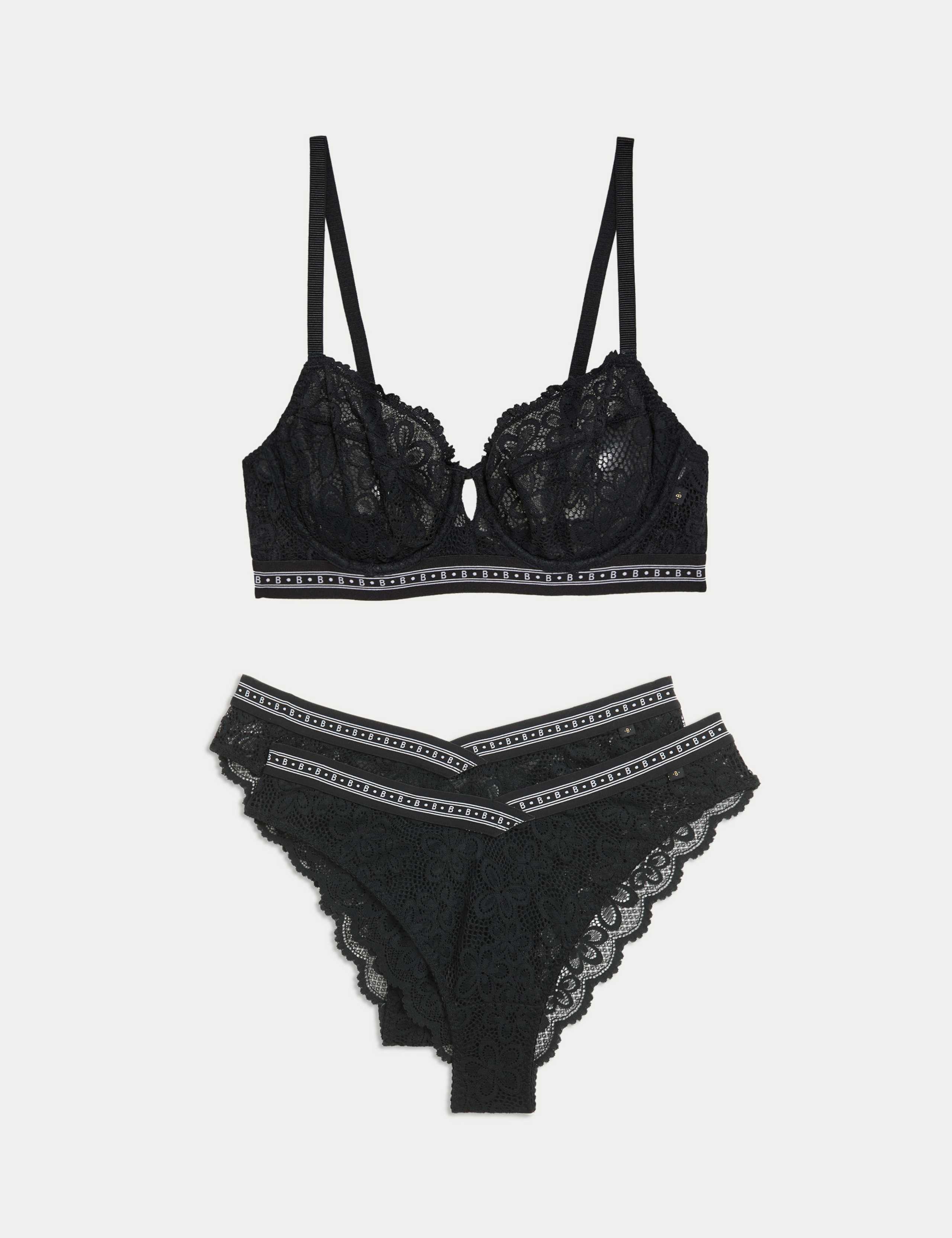 Cleo Lace Wired Balcony Bra Set A-E 1 of 4