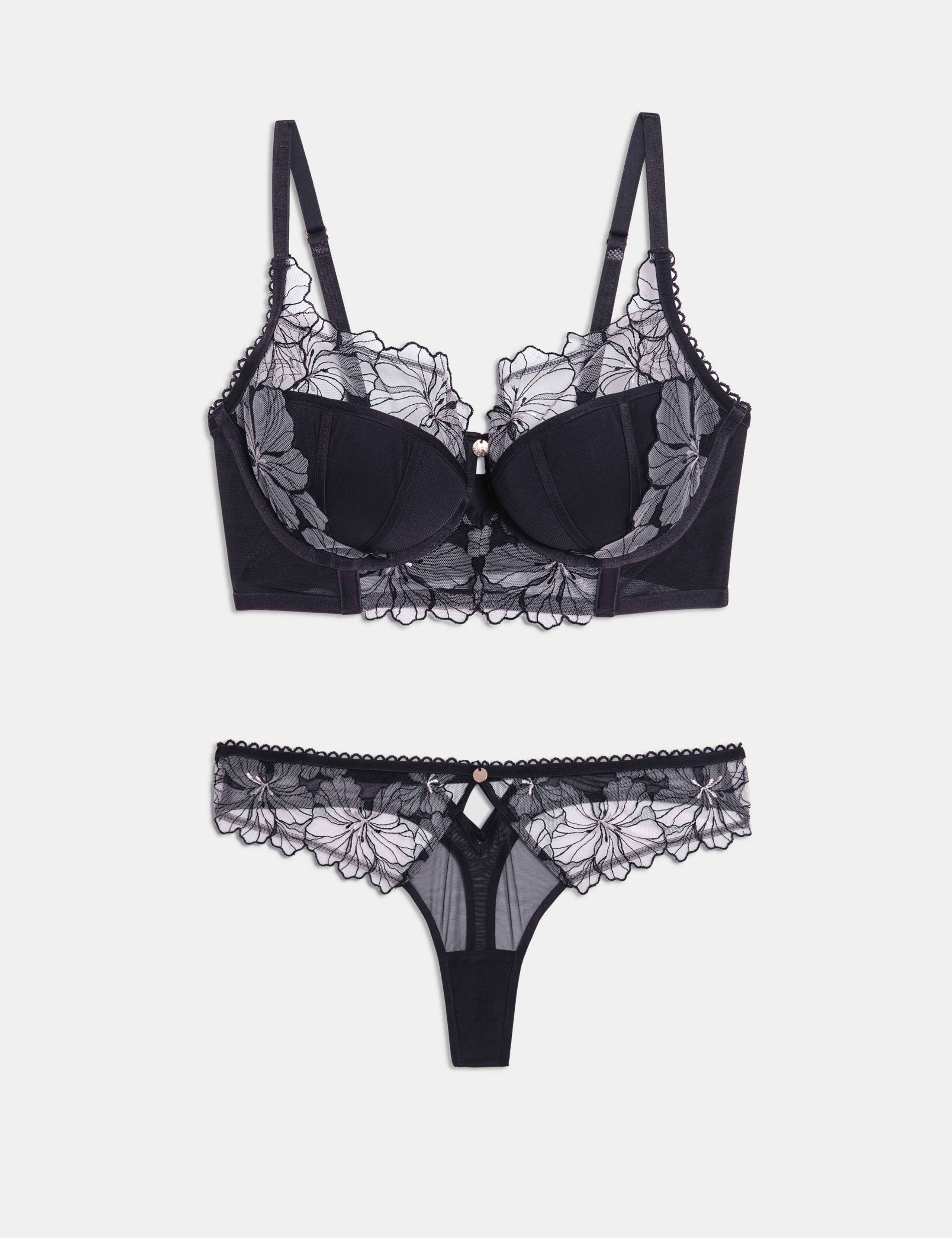 3pk Cotton Rich Passion Flower Wired Full Cup Bra Set A-E 1 of 6