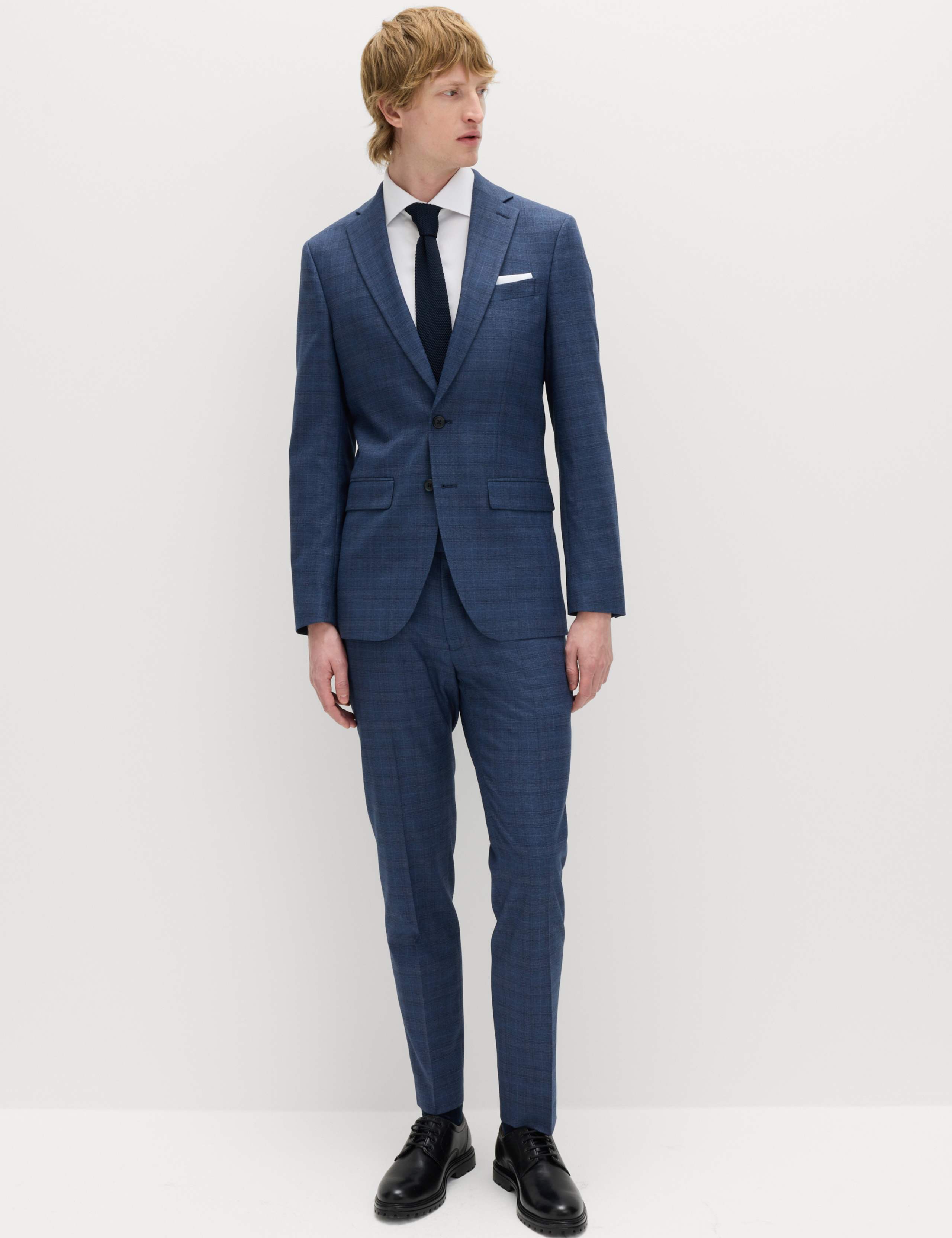 2 Piece Slim Fit Textured Check Suit