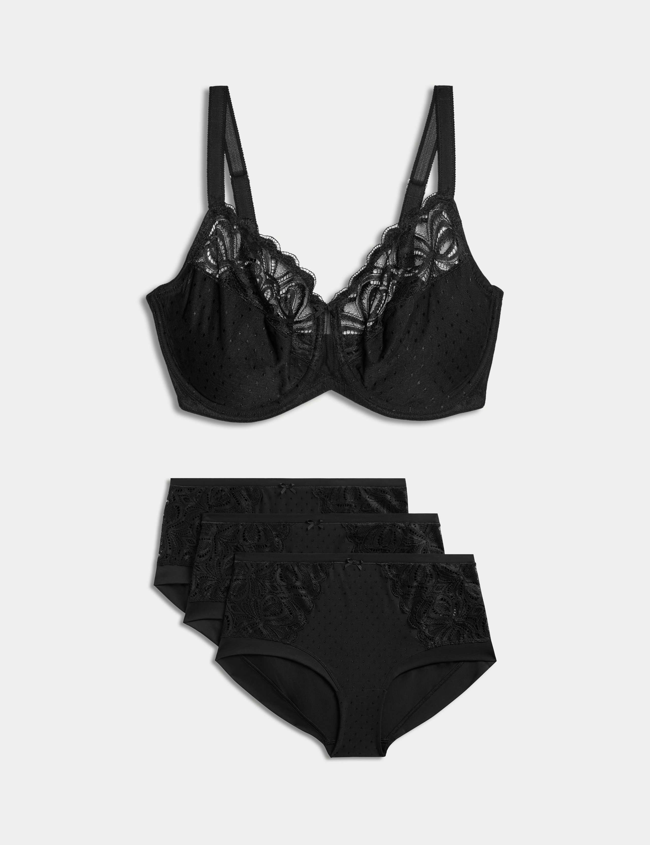 Lace Wired Minimiser Bra Set C-H 1 of 6