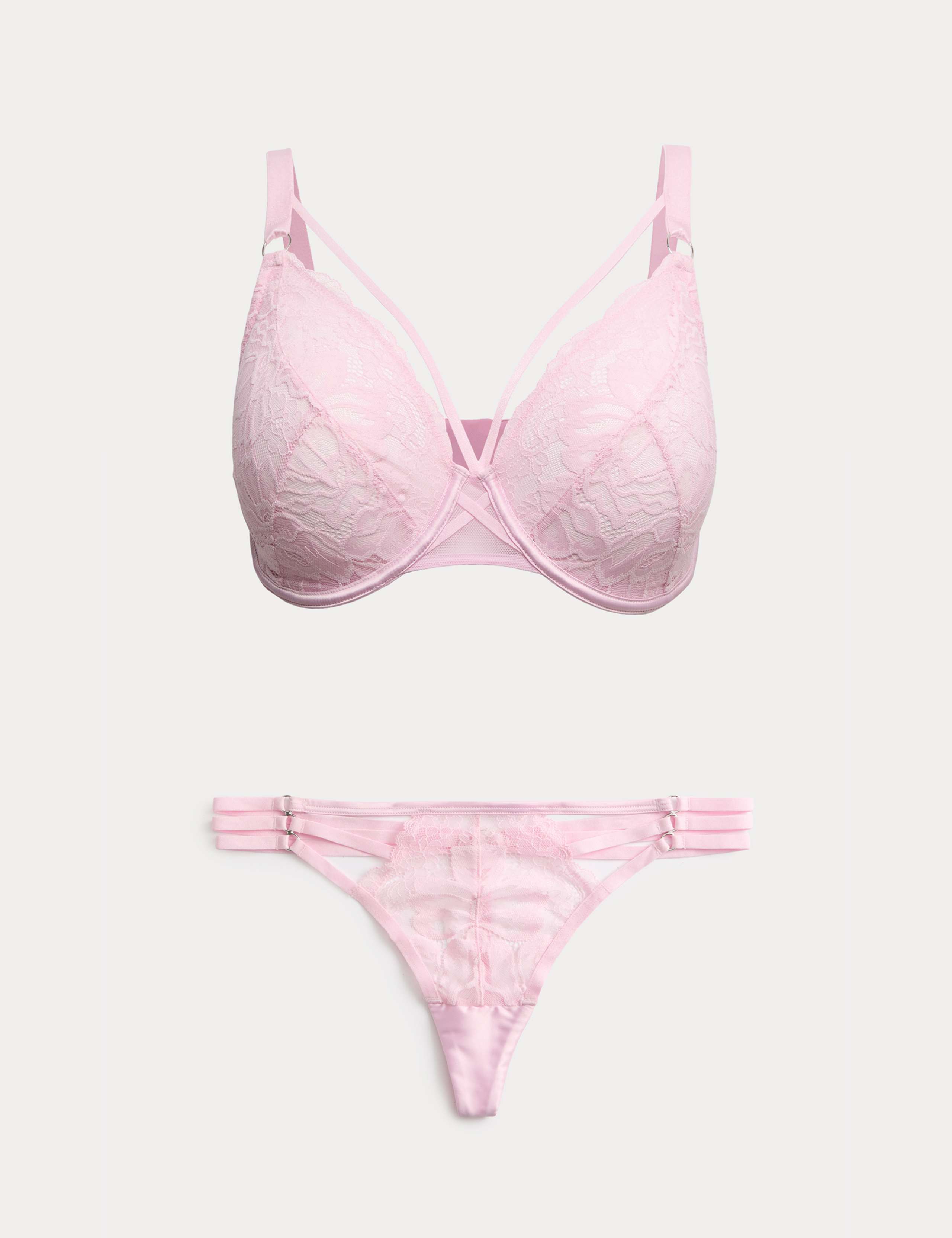 Lindy Lace Wired Plunge Bra Set F-H 1 of 6