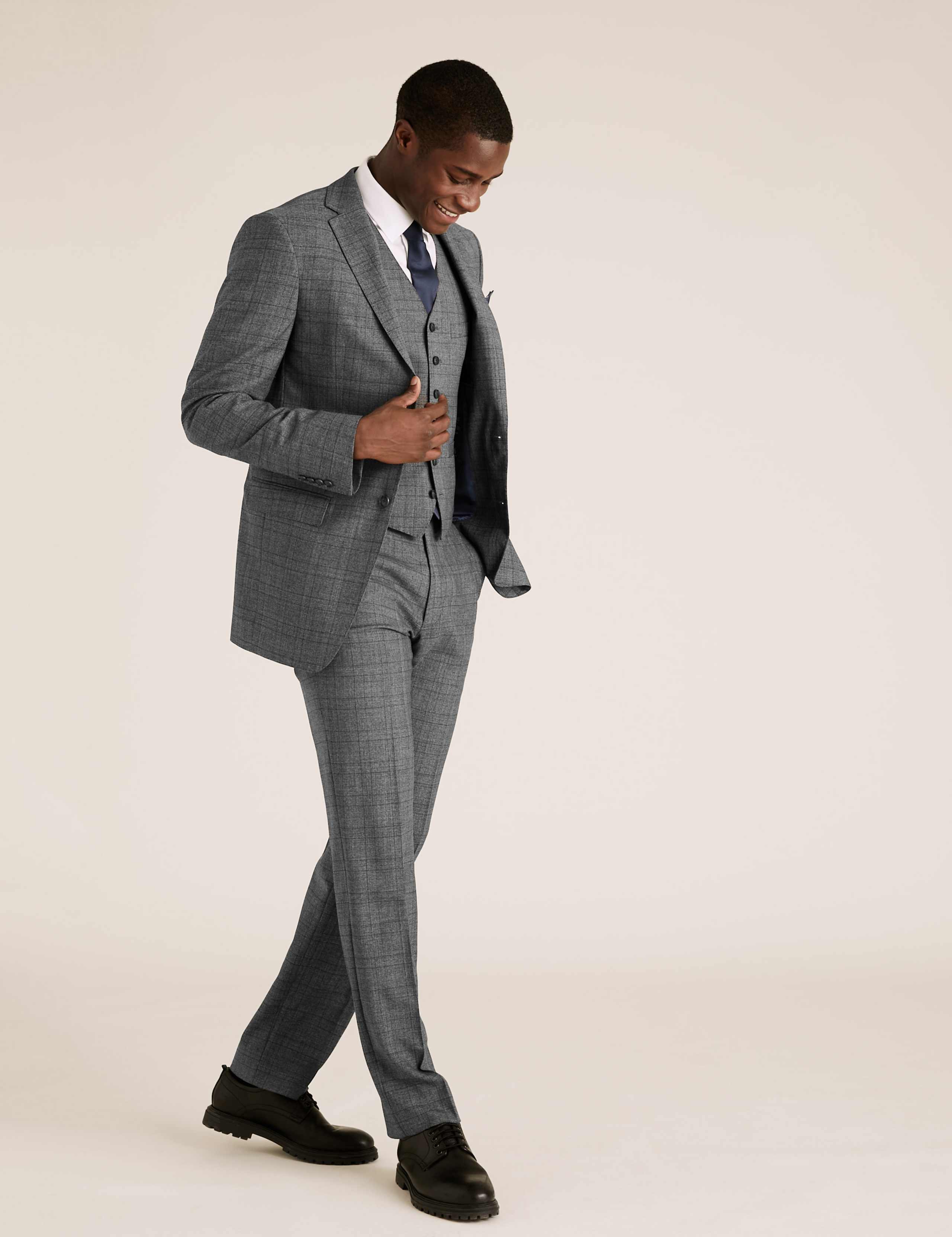 Charcoal Checked Wool 3 Piece Suit 3 of 8