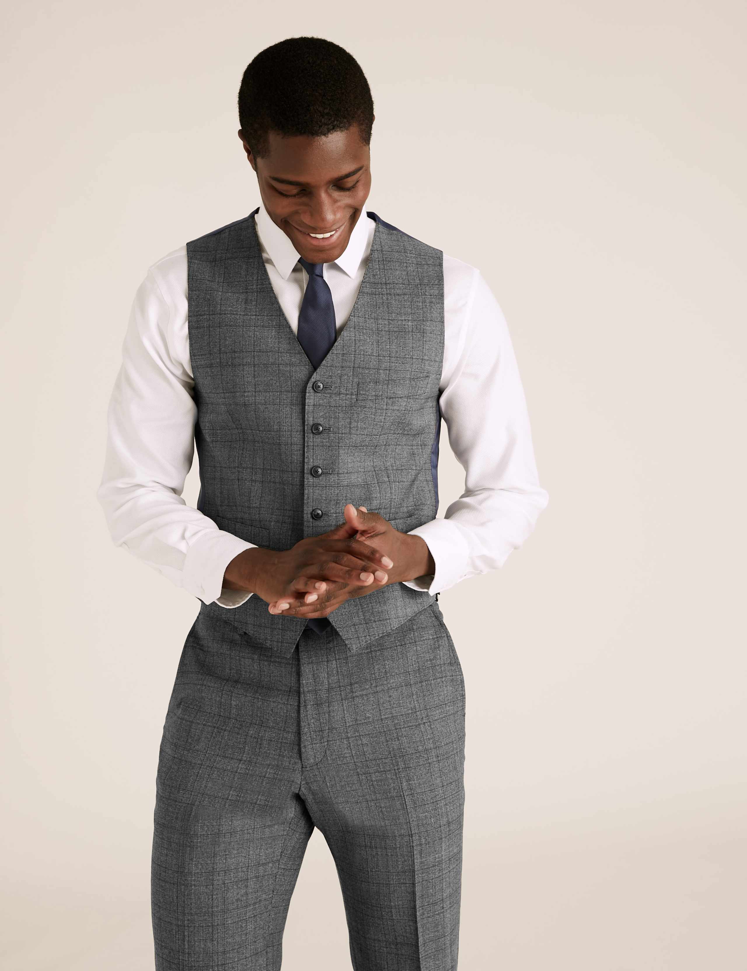 Charcoal Checked Wool 3 Piece Suit 1 of 8