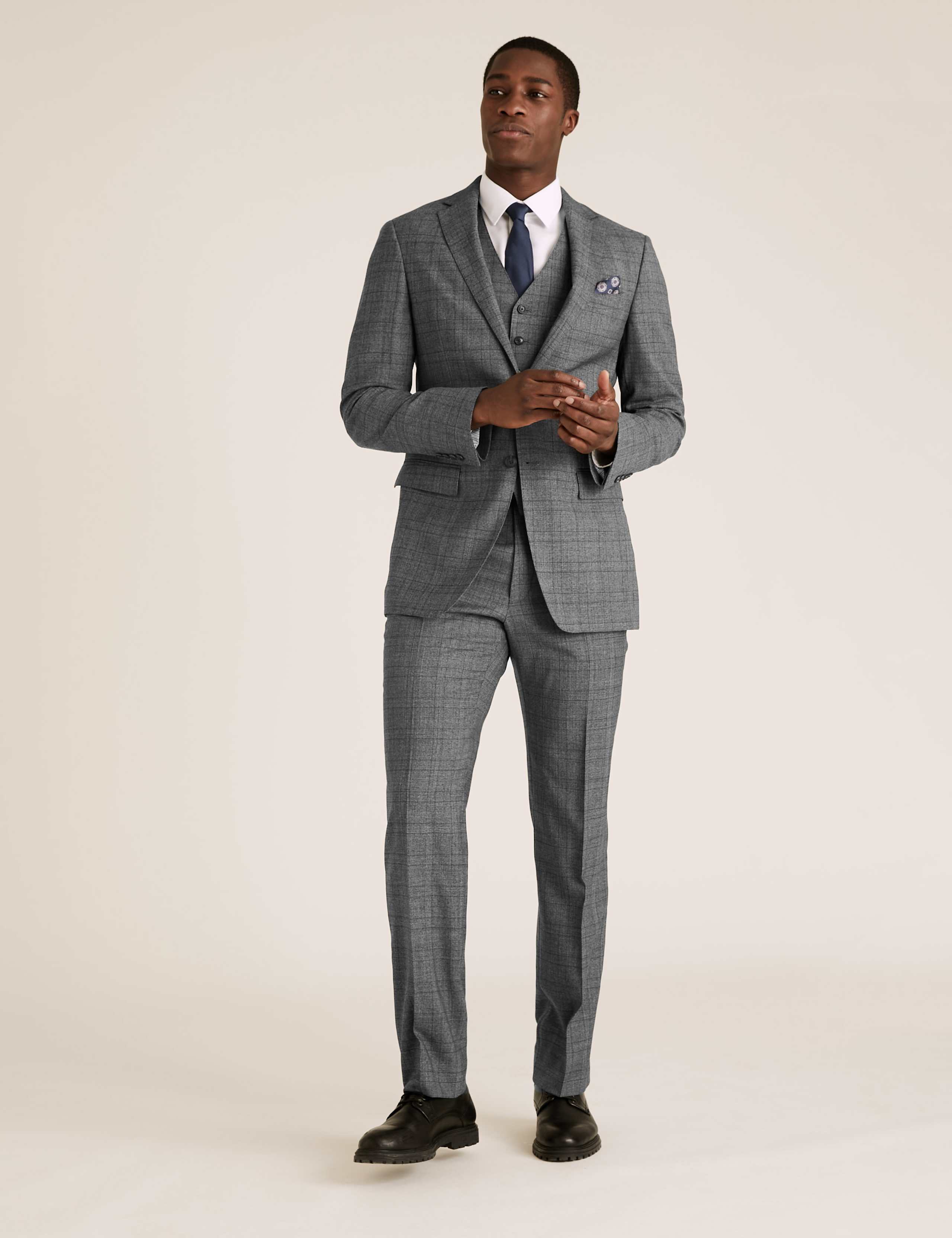 Charcoal Checked Wool 3 Piece Suit 7 of 8