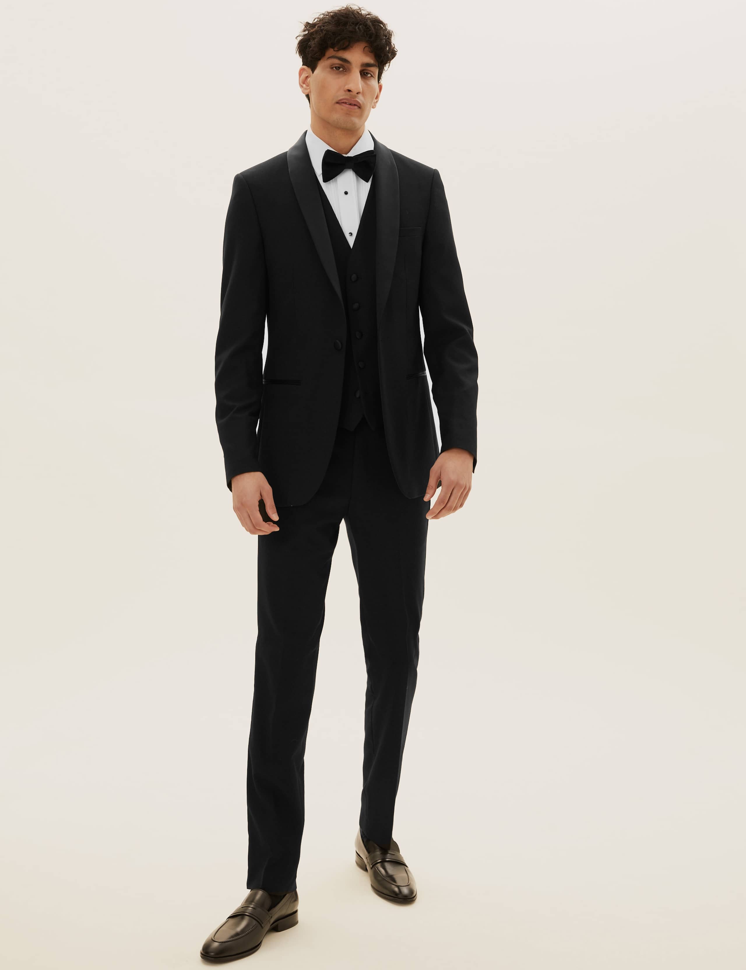 Black Slim Fit Textured 3 Piece Dinner Suit 8 of 9