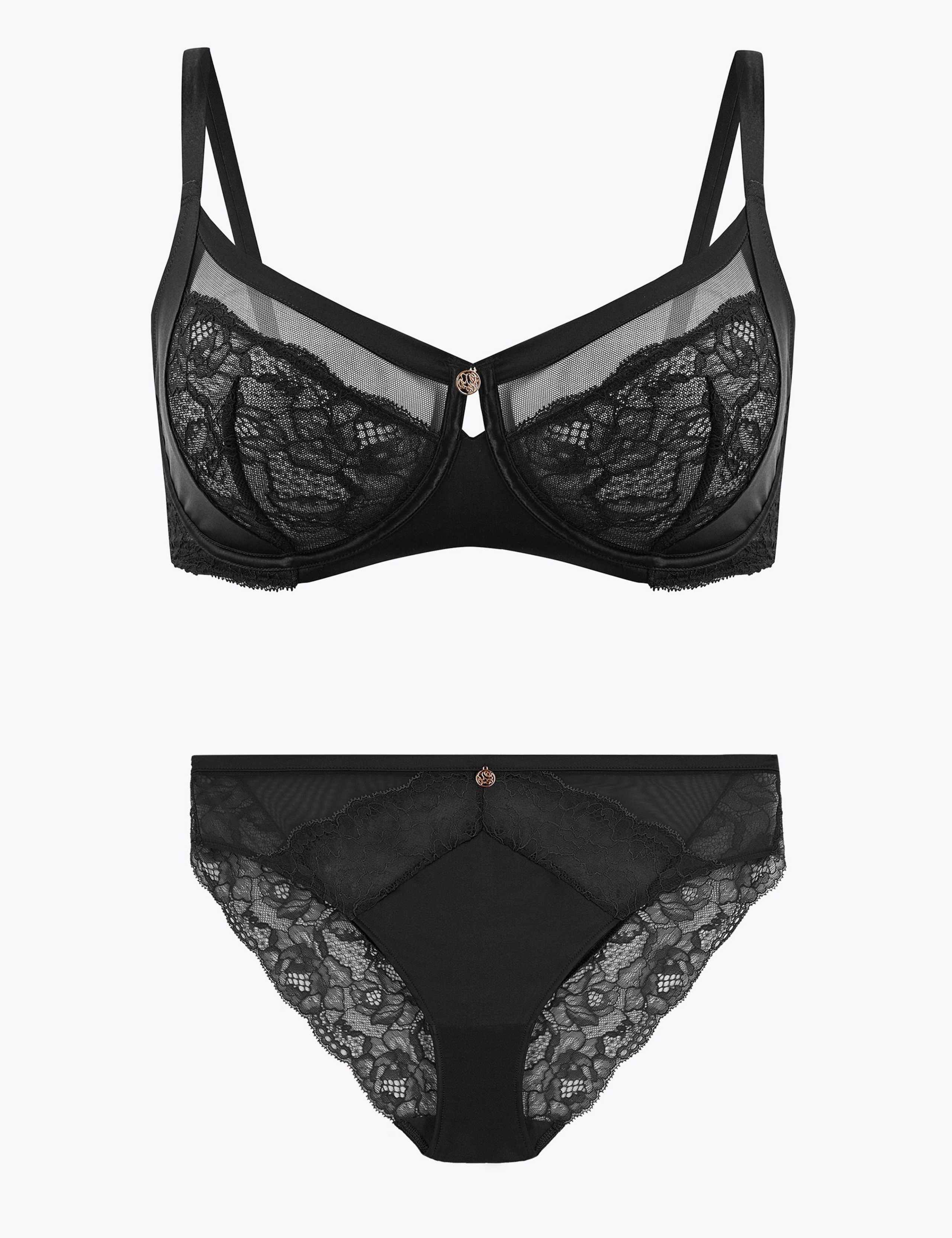 Silk & Lace Set with Minimiser Bra 1 of 6