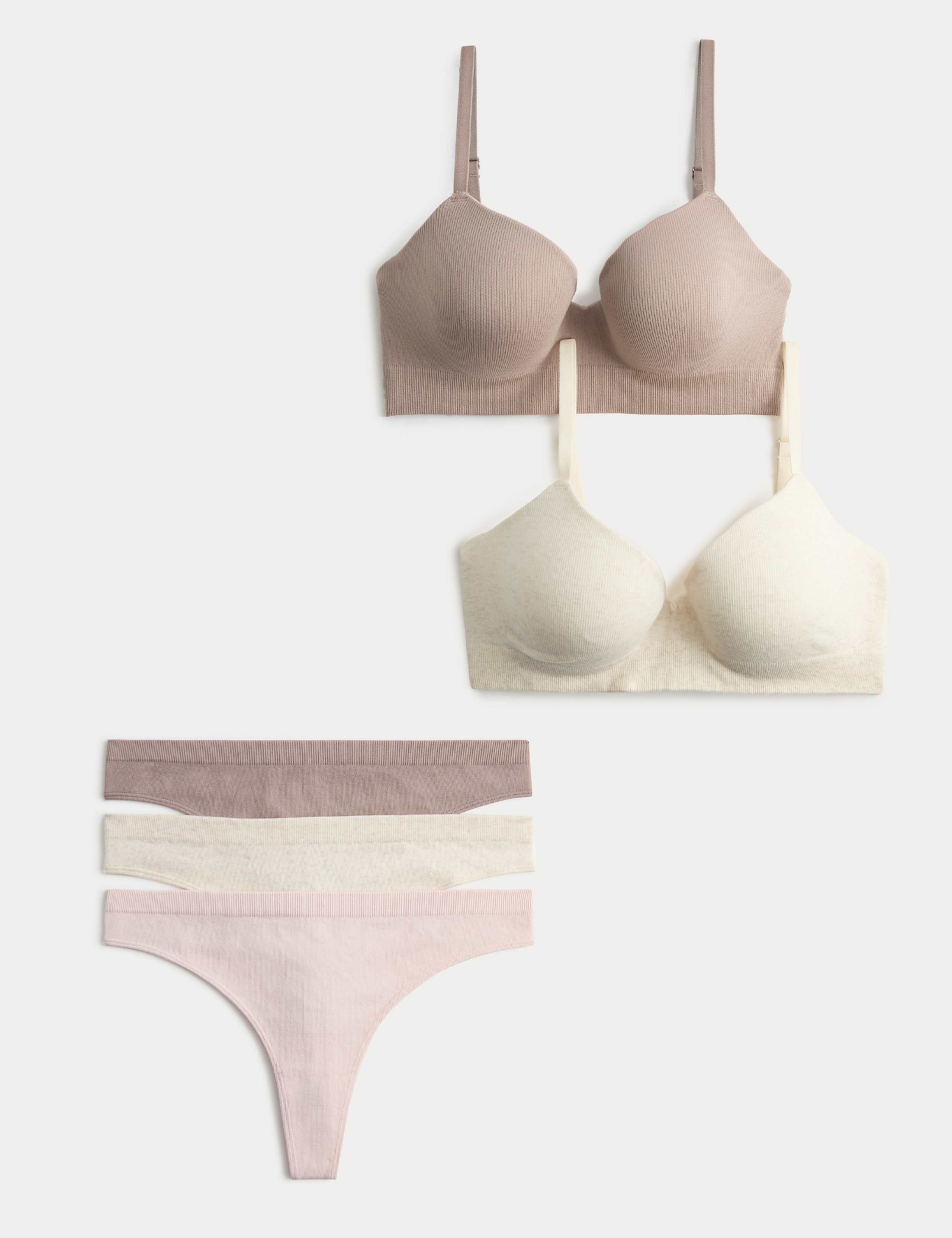 2 Pack Seamfree Wired Demi Cup Bras Set A-E 1 of 6