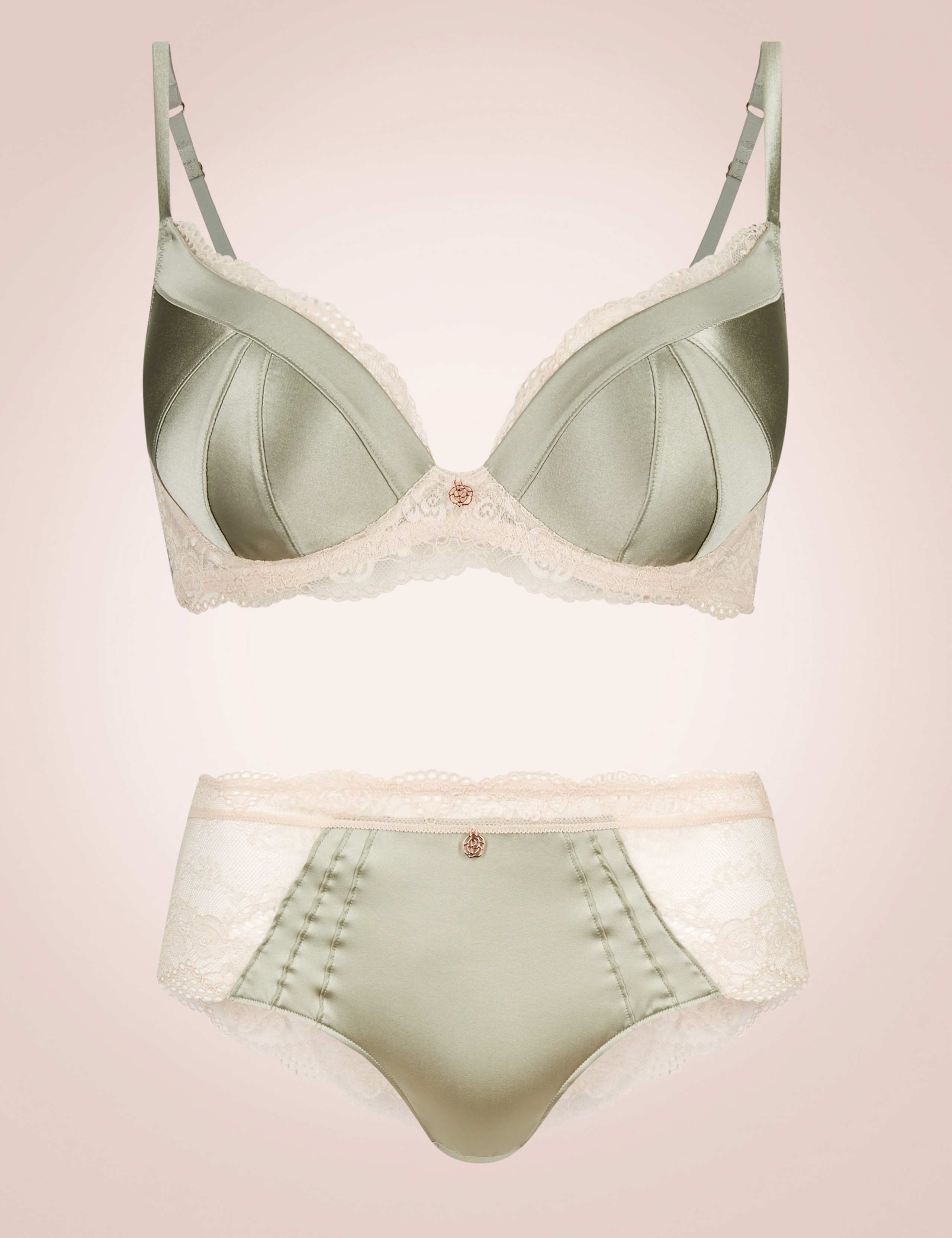 Silk & Lace Set with Padded Plunge A-E 1 of 6