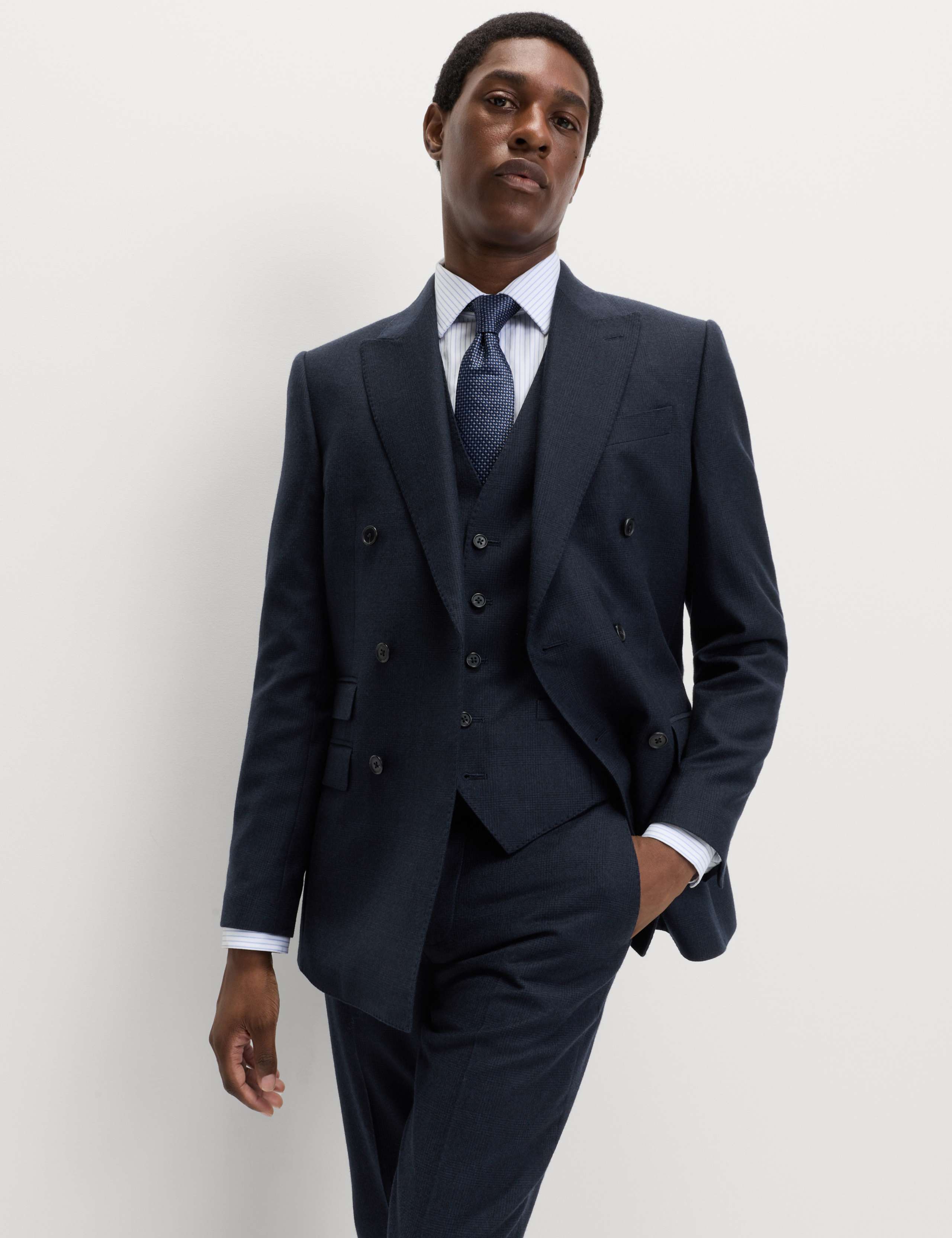 Slim Fit Pure Wool Checked Suit
