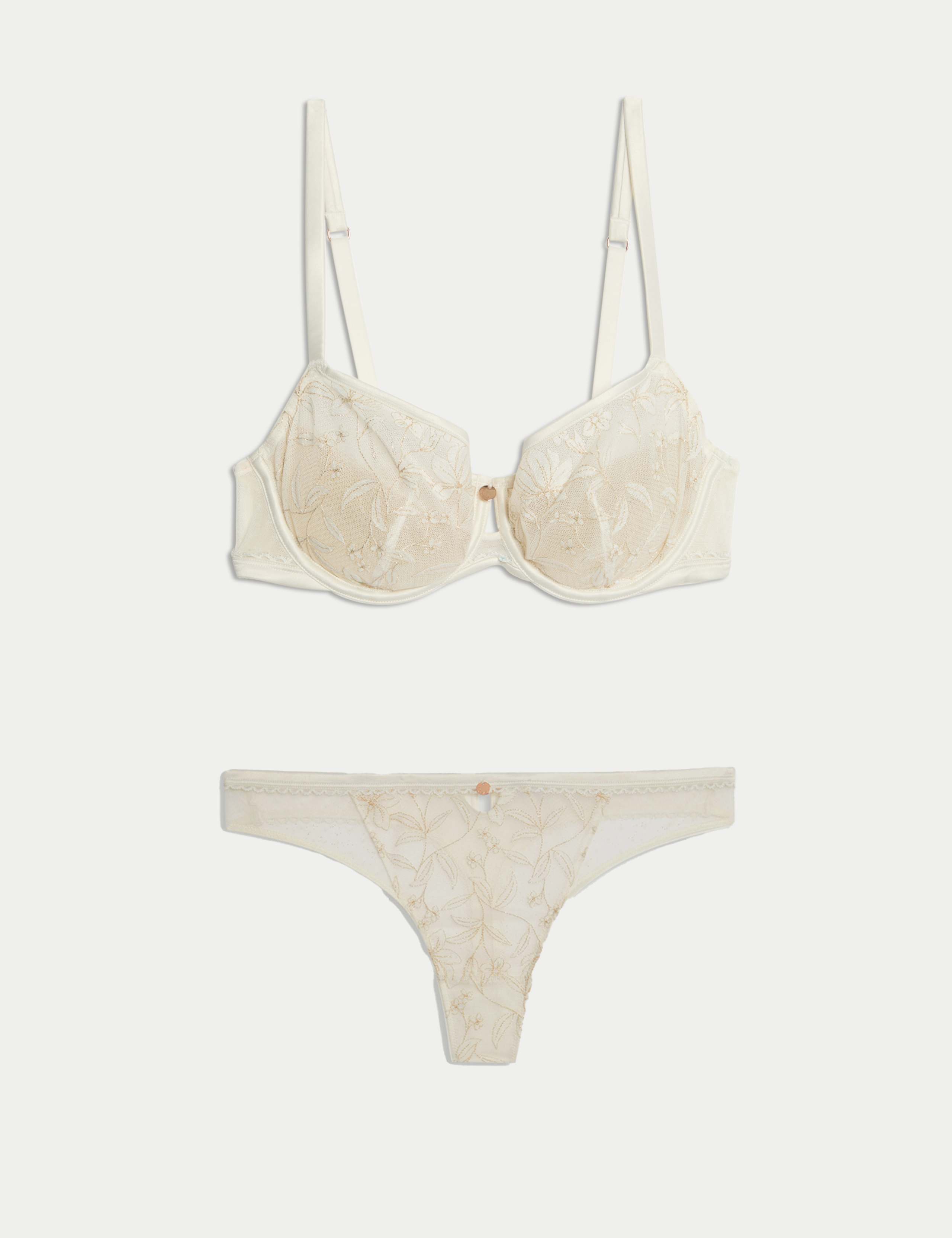 Trousseau Embroidery Wired Balcony Bra Set A-E 1 of 6