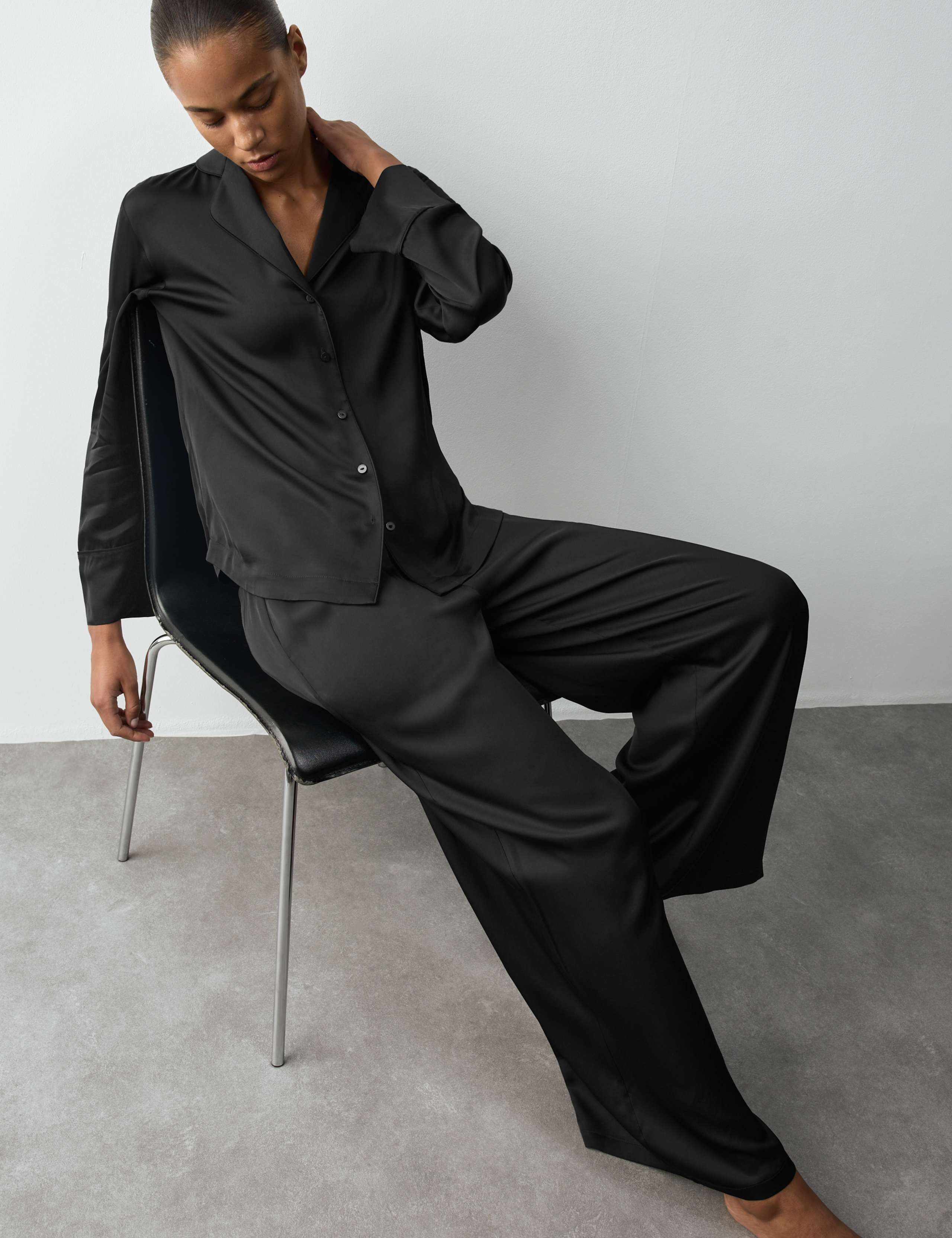 Premium Satin Revere Pyjama Top & Pant Set