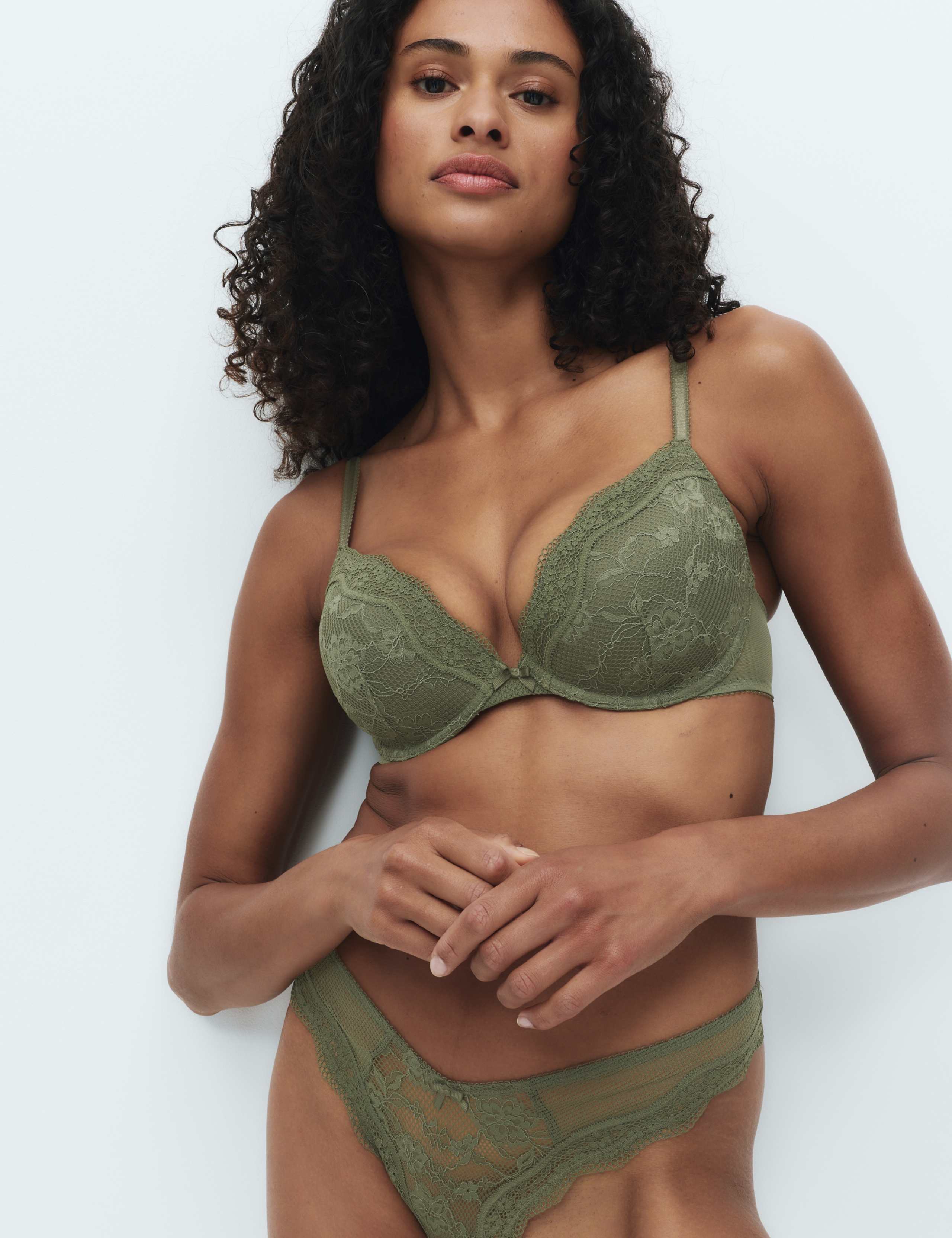 Jasmine Lace Wired Plunge Bra Set A-E