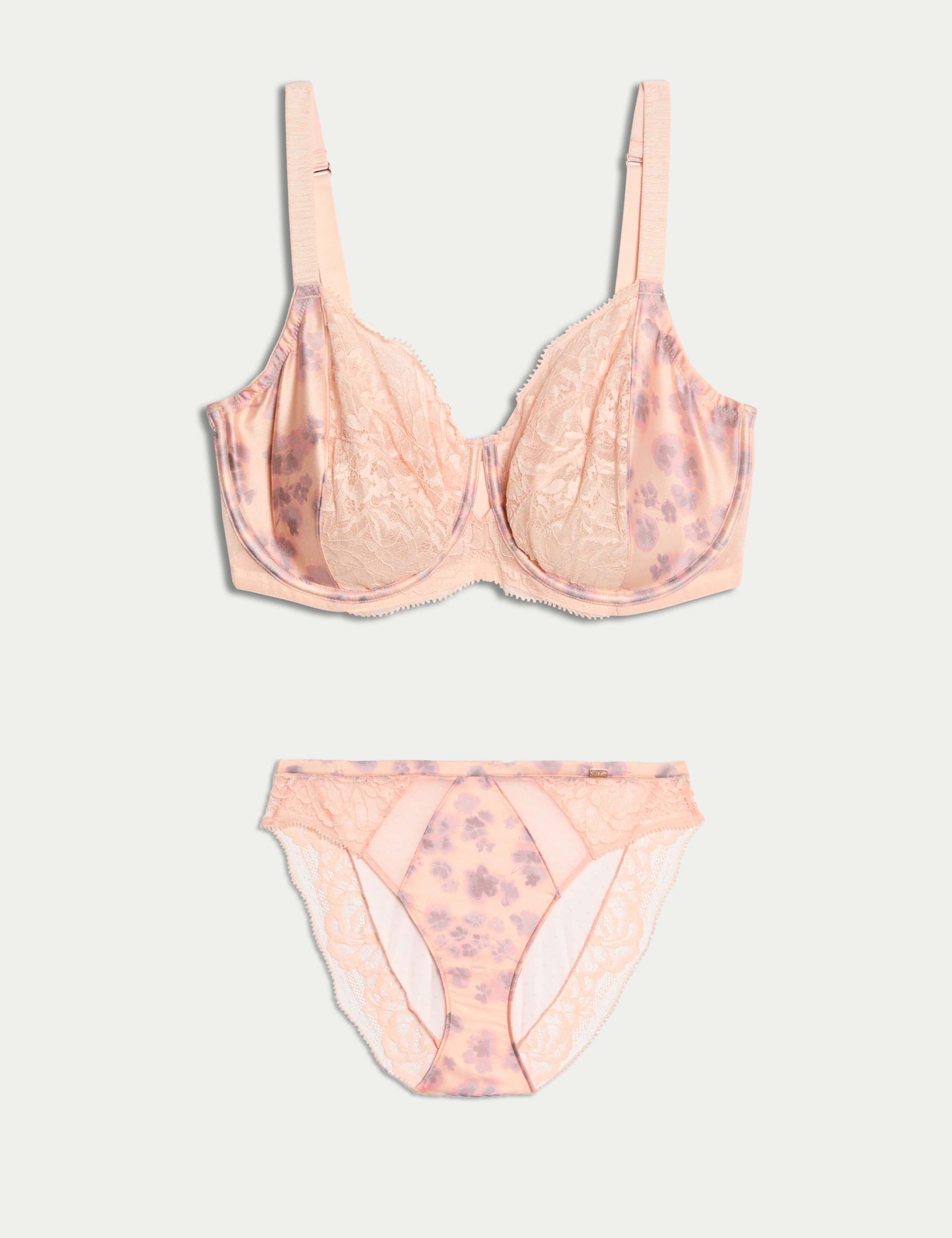 Cherry Blossom Silk Wired Minimiser Bra Set C-G 1 of 5