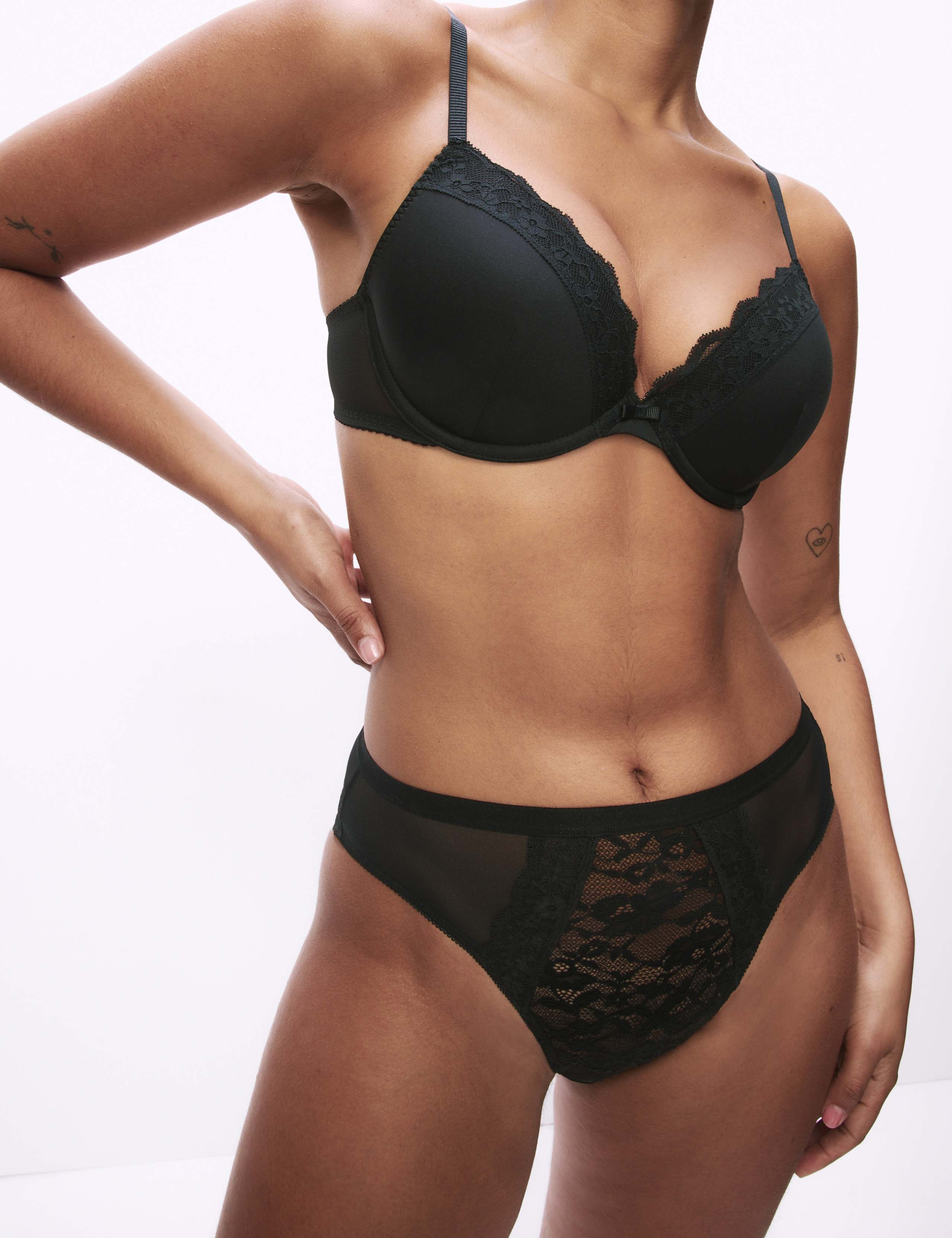 Lace Trim Wired Plunge Bra Set A-E 5 of 6