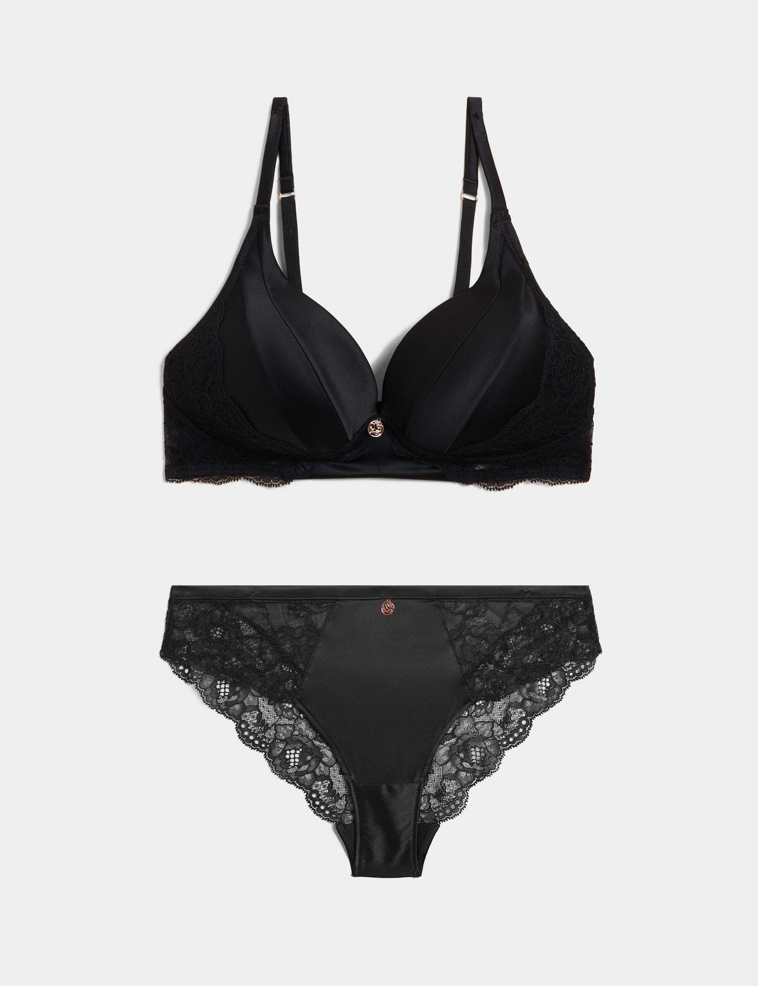 Silk & Lace Non Wired Bra Set A-E 1 of 6