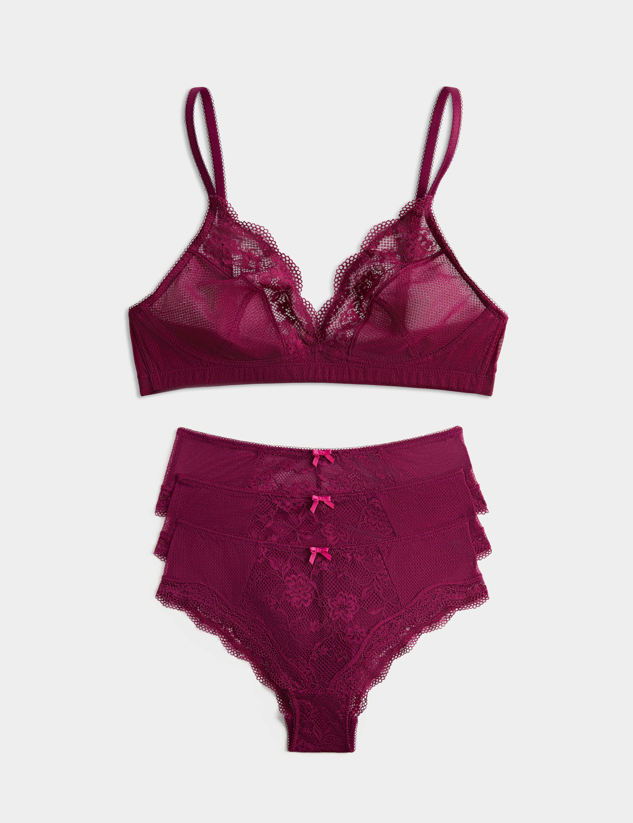 Jasmine Lace Non Wired Plunge Bra Set A-E 1 of 6