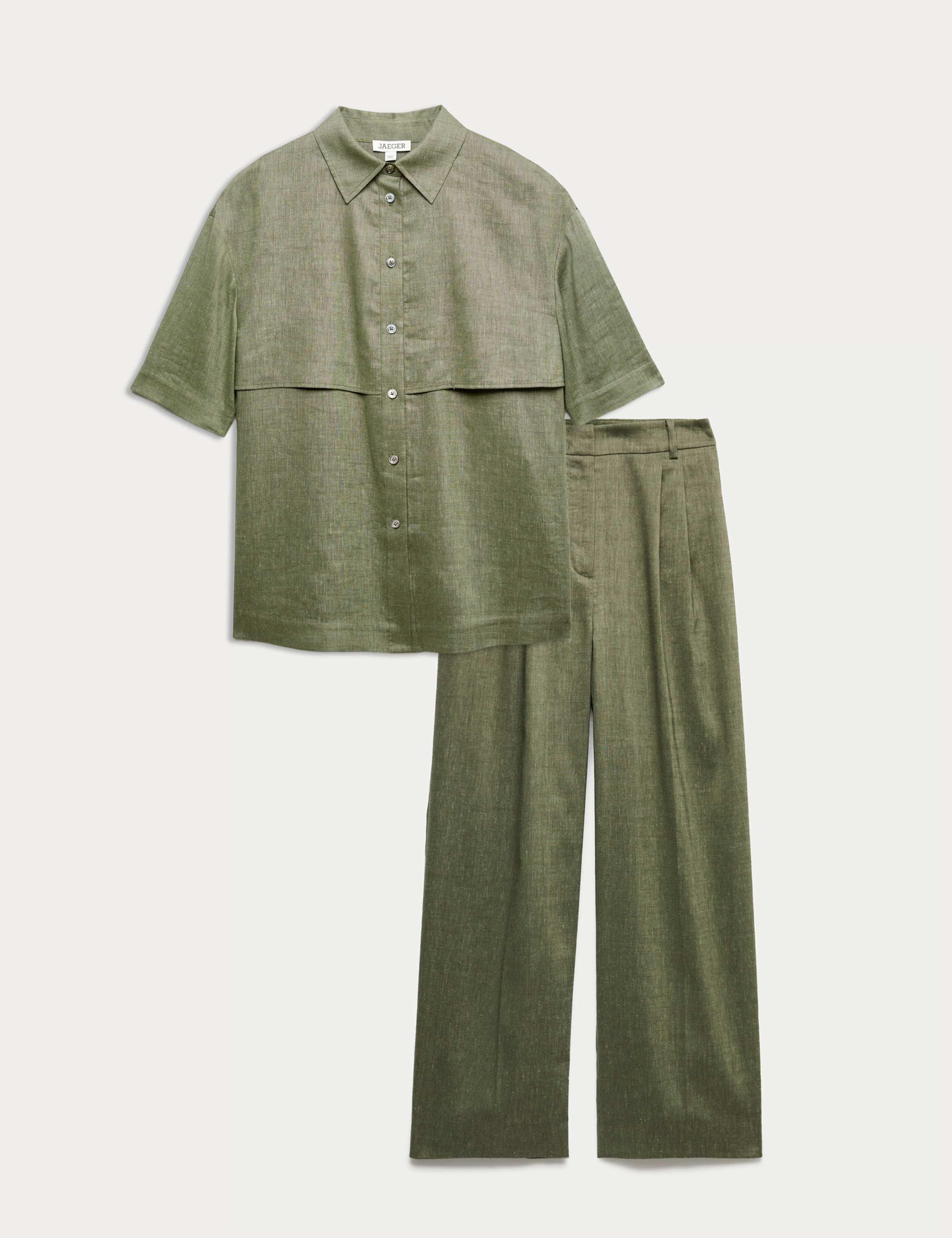 Linen Blend Relaxed Utility Shirt & Trouser Set 1 of 6