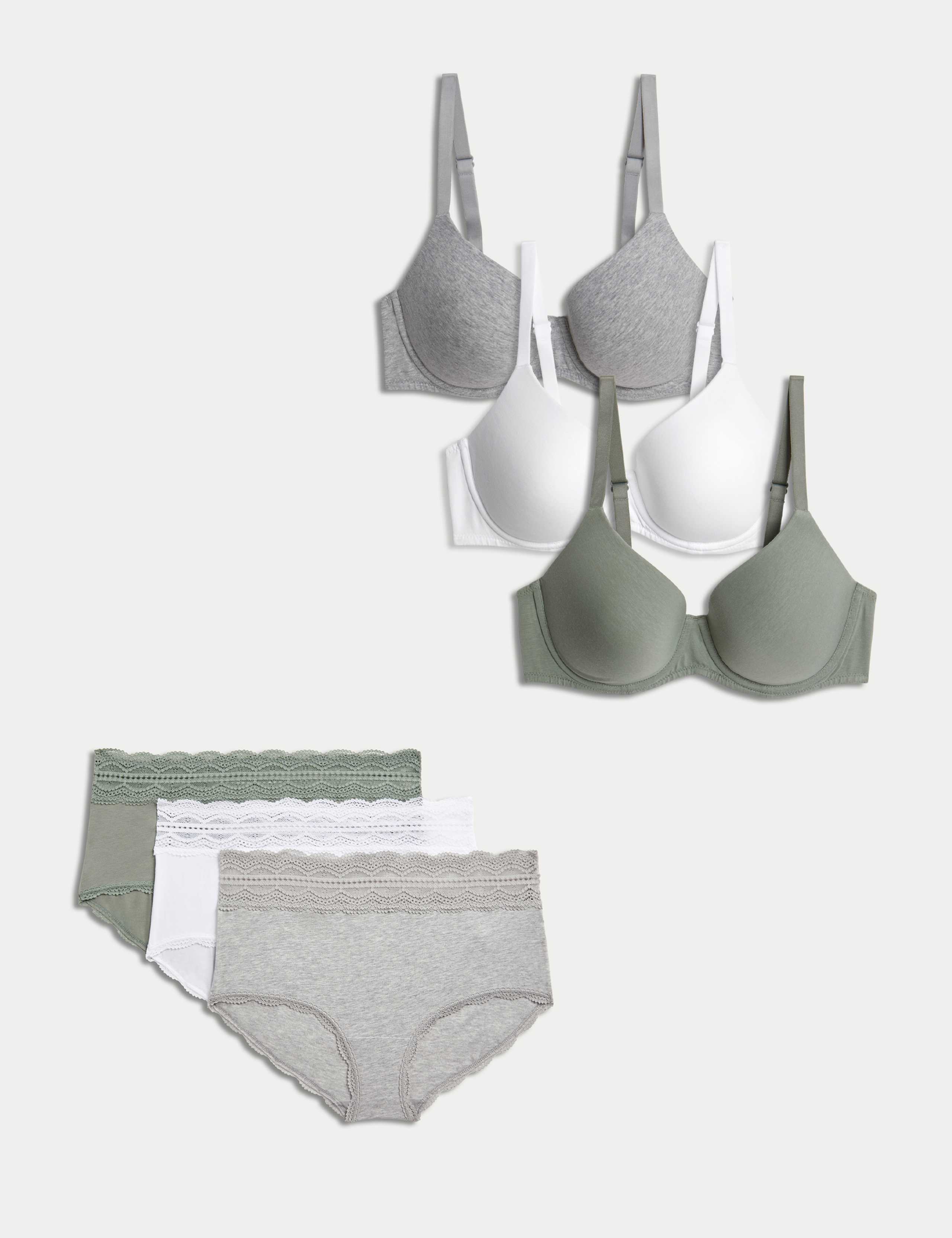 3pk Wired Full Cup T-Shirt Bras Set A-E 1 of 6