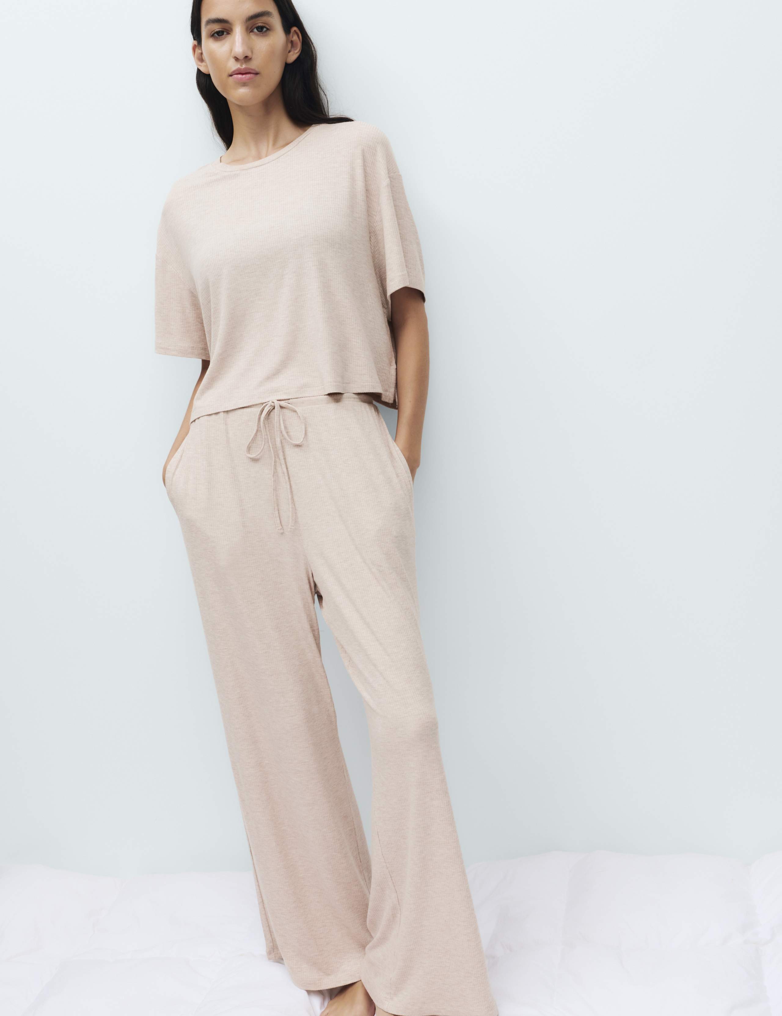 Modal Rich Ribbed Pyjama Top Set