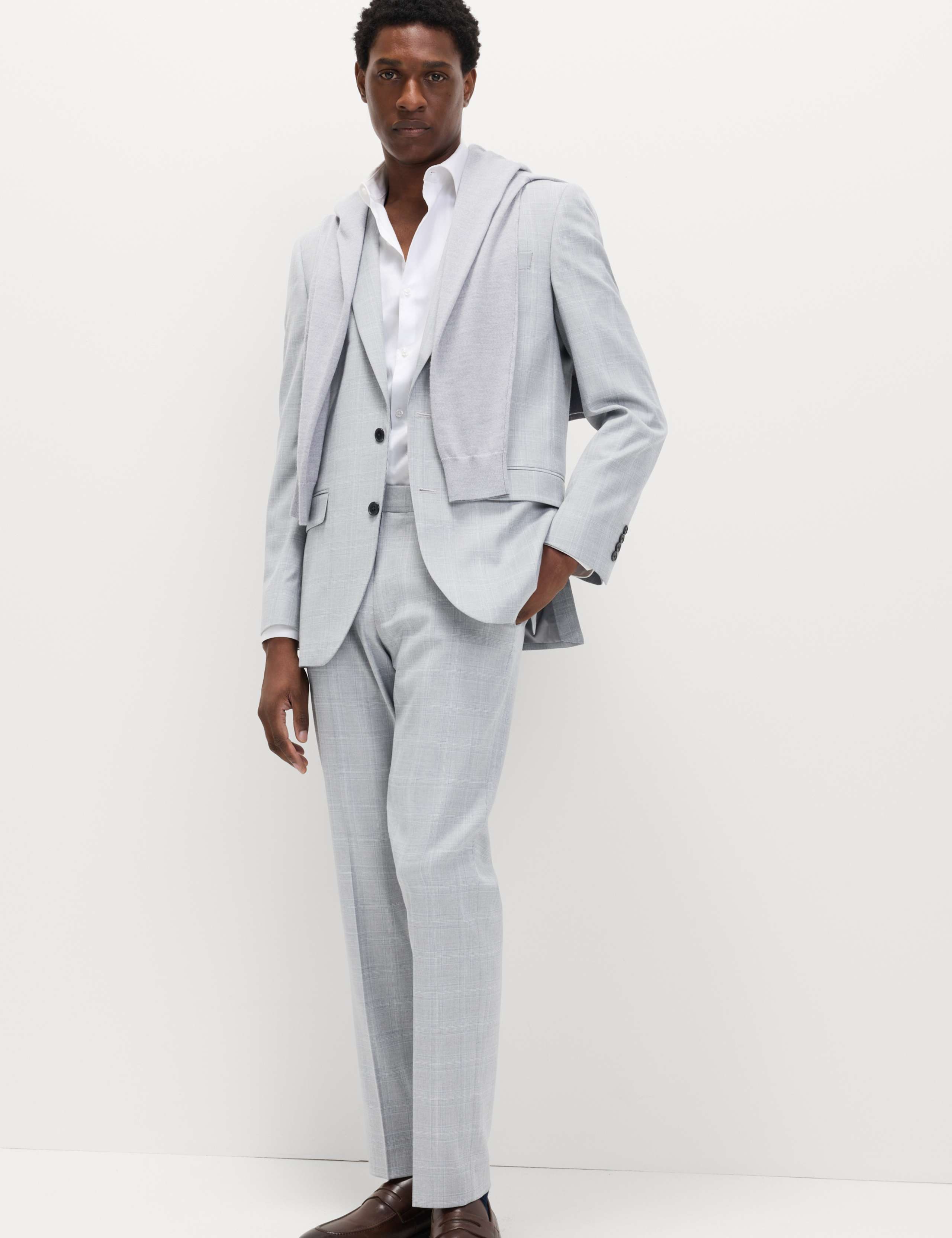 Regular Fit Check Stretch Suit