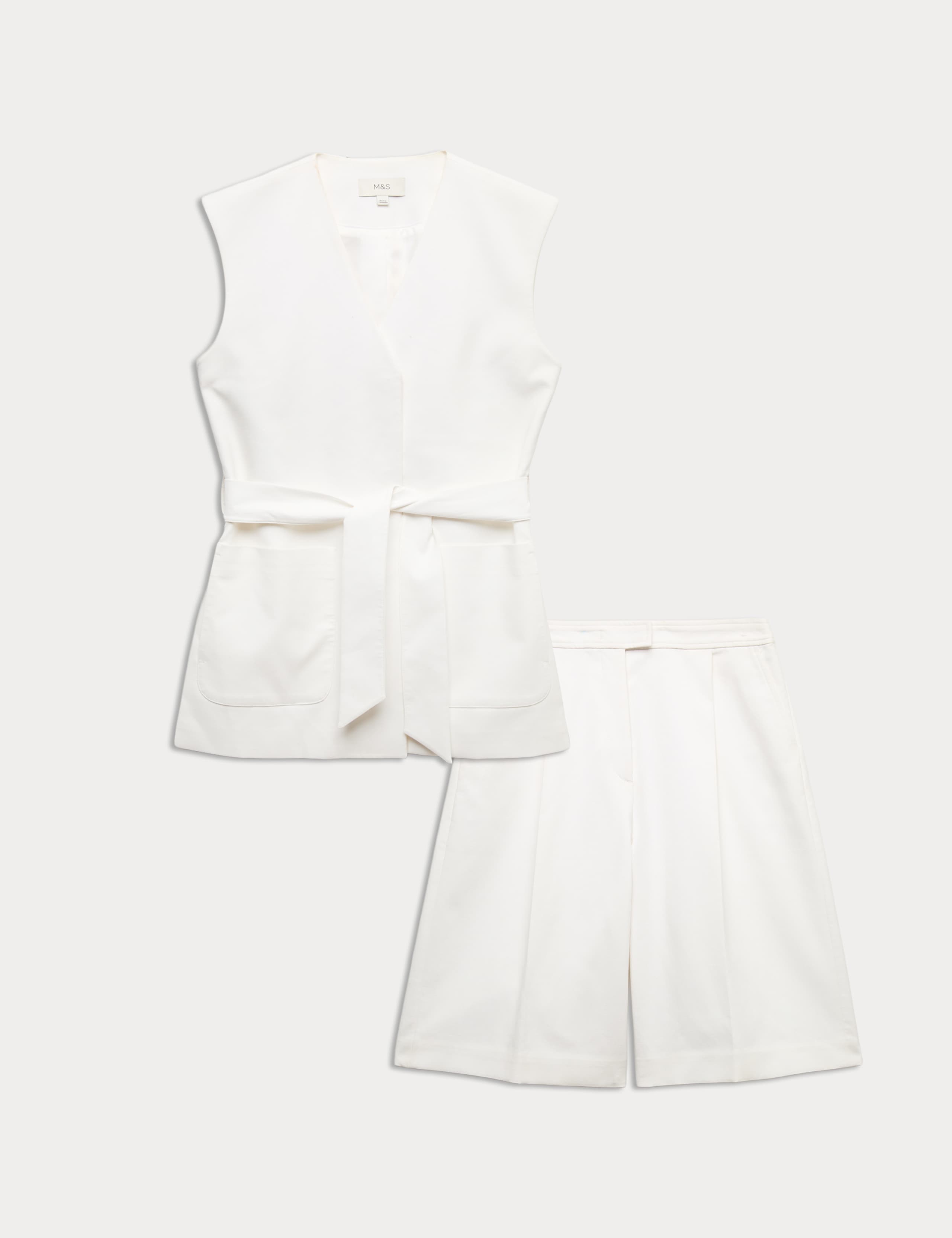 Cotton Rich Sleeveless Jacket & Shorts Set 1 of 6