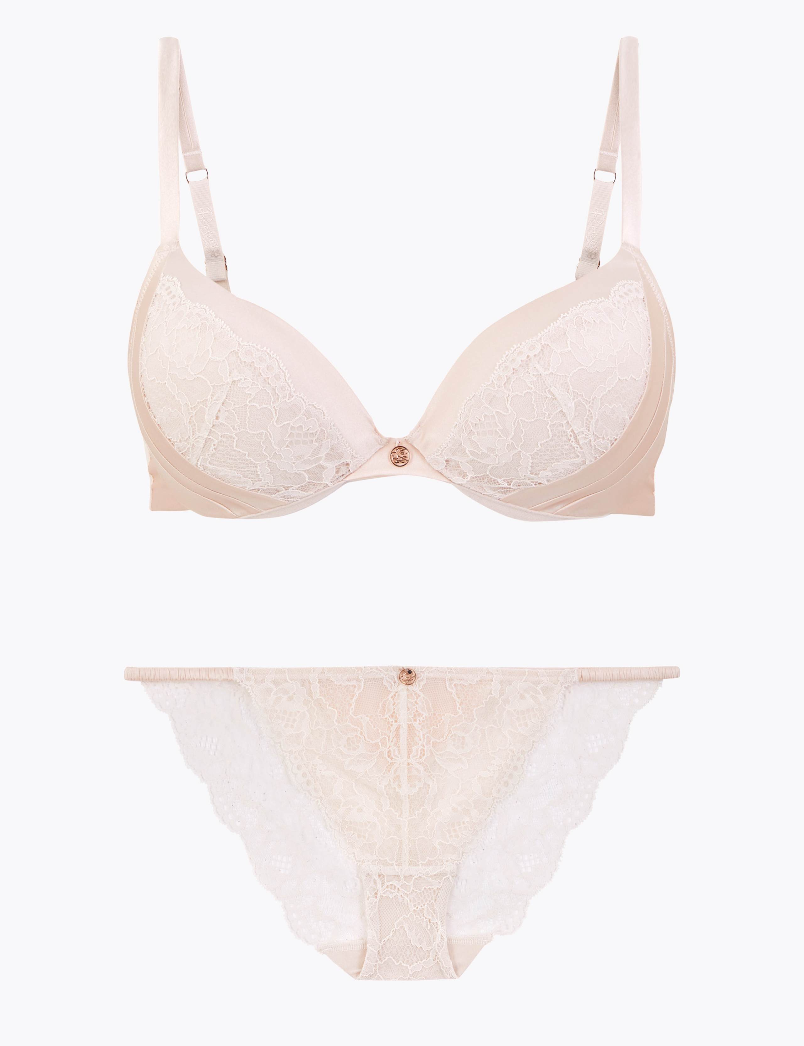 Silk & Lace Padded Set with Plunge Bra 1 of 6