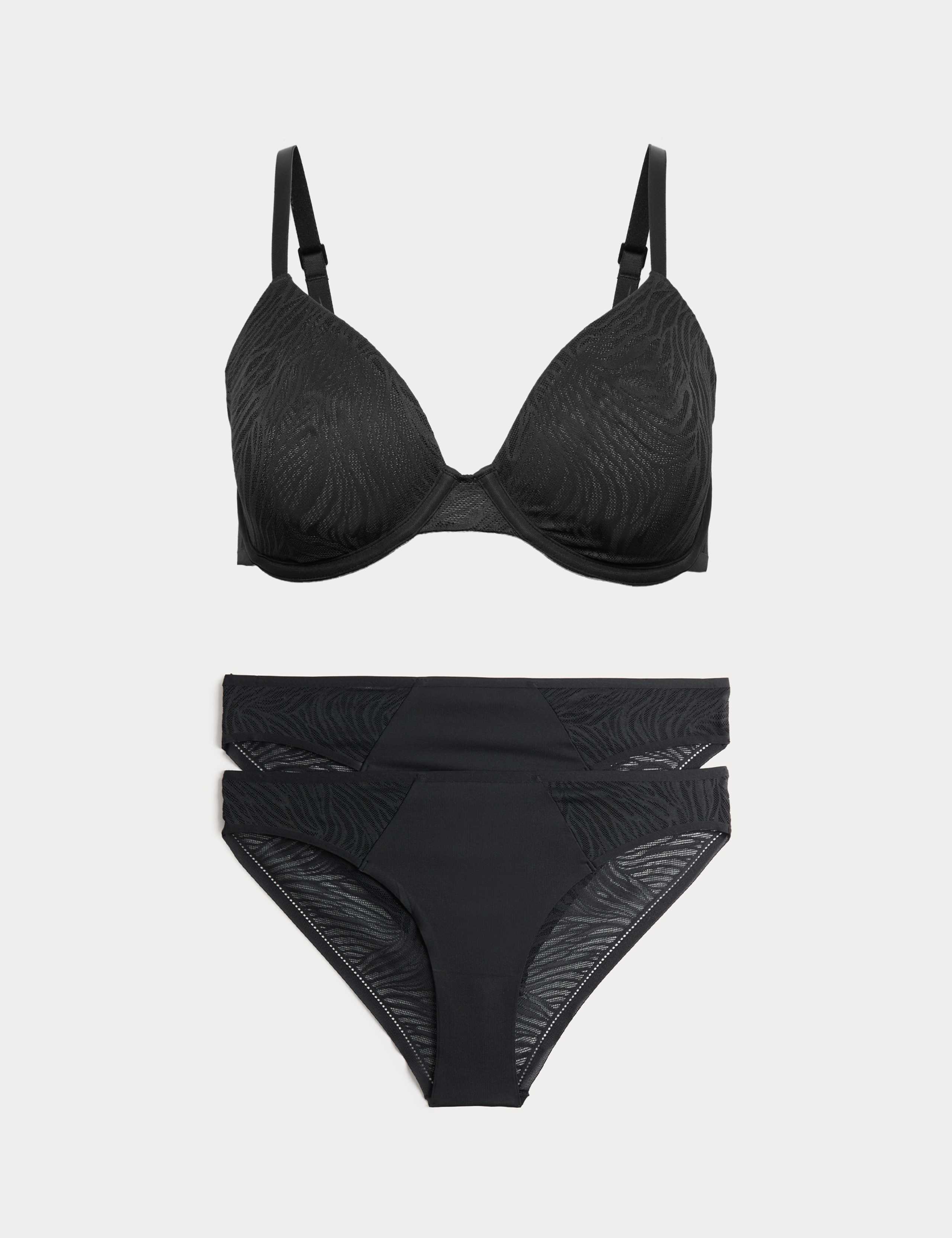 Body Lace Wired Demi Cup Bra Set A-E 1 of 6