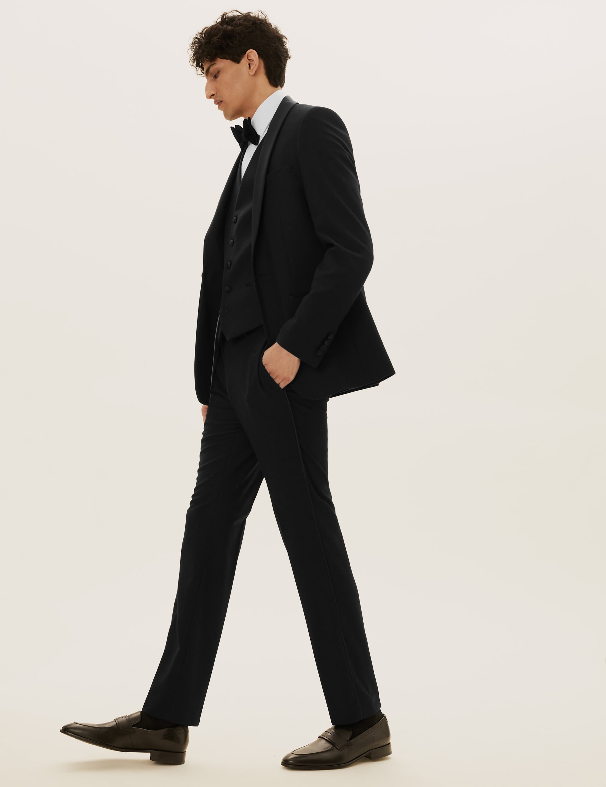 Black Slim Fit Textured Dinner Suit 6 of 9