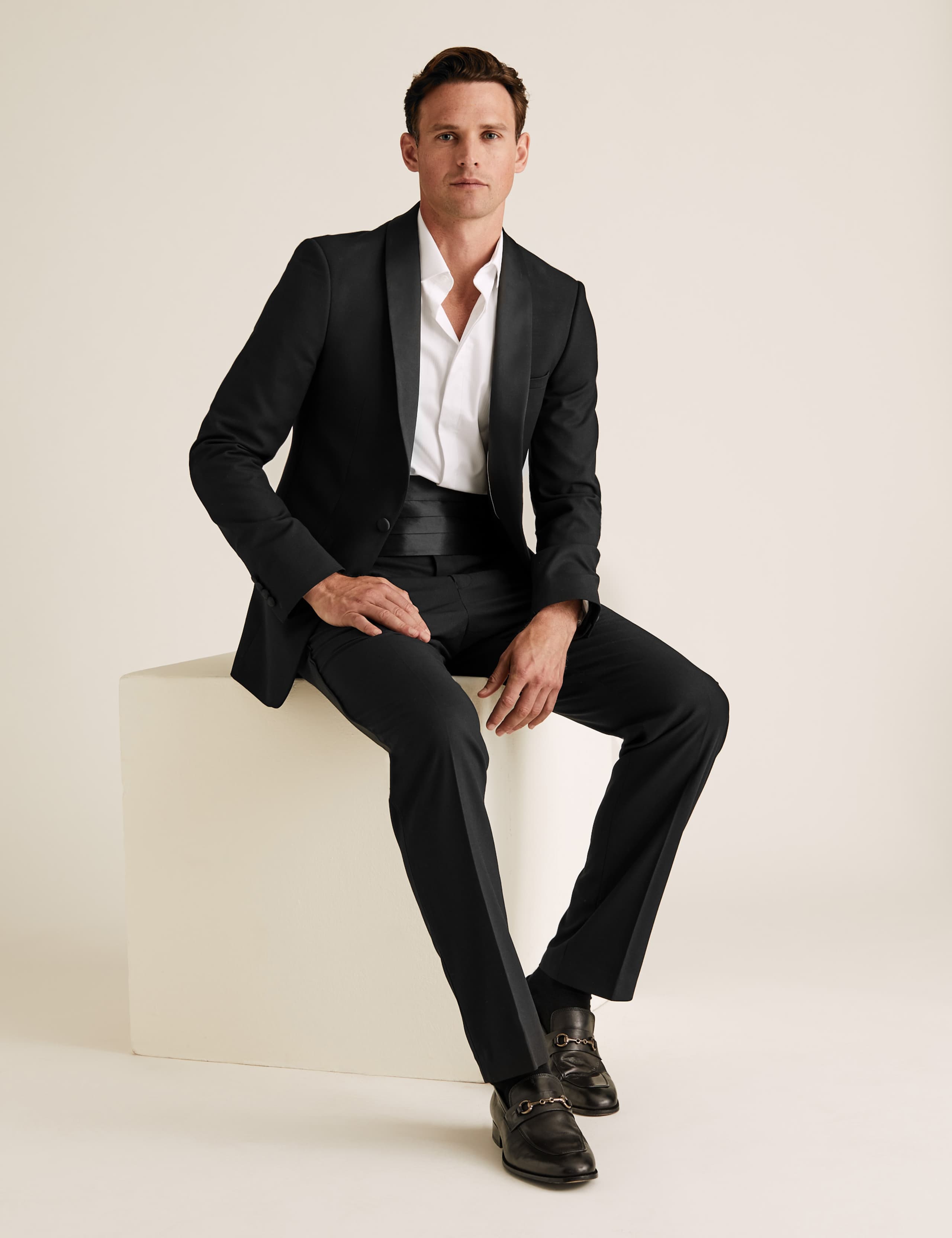 Black Slim Fit Textured Dinner Suit 1 of 9