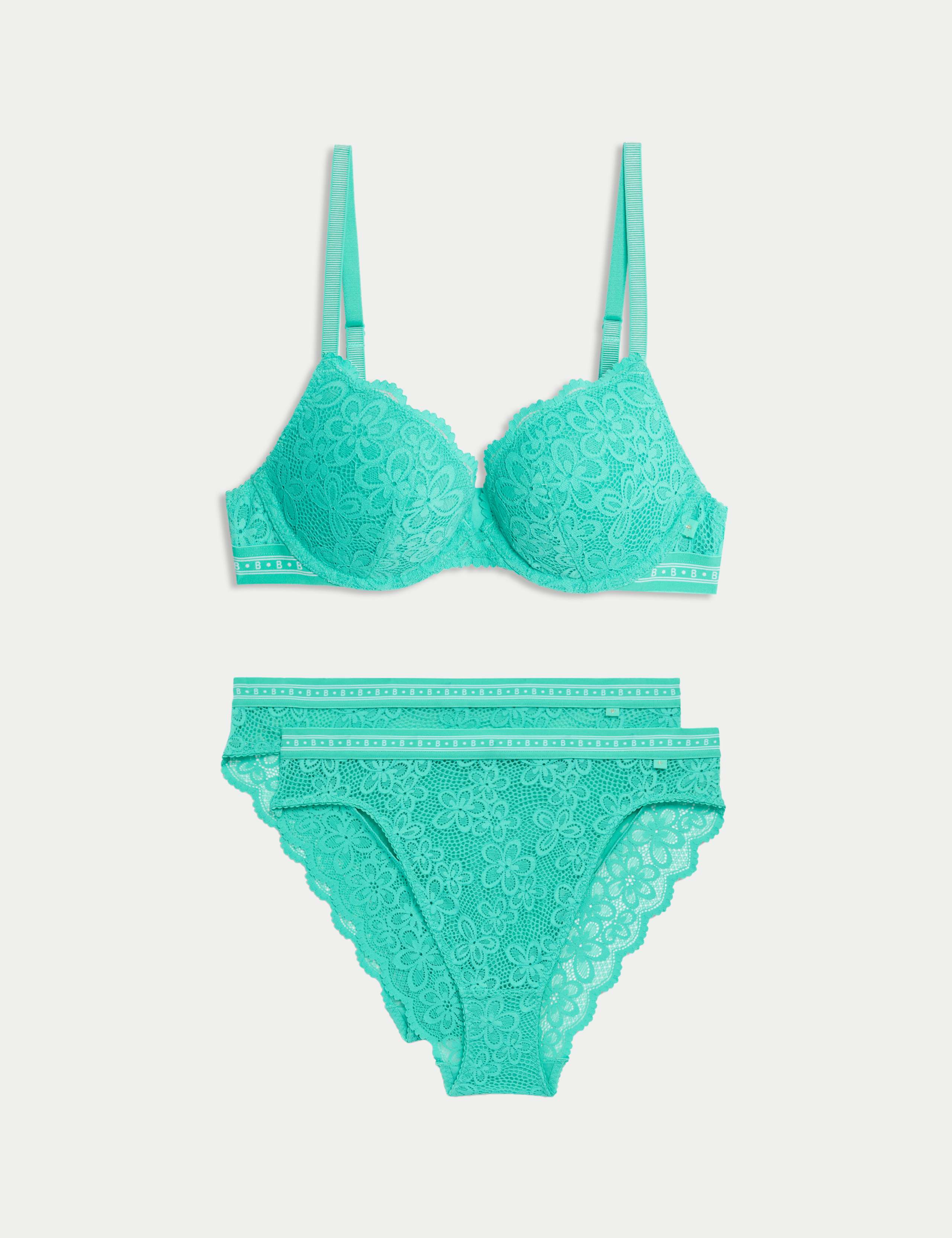 Cleo Lace Wired Push Up Plunge Bra Set A-E 1 of 6
